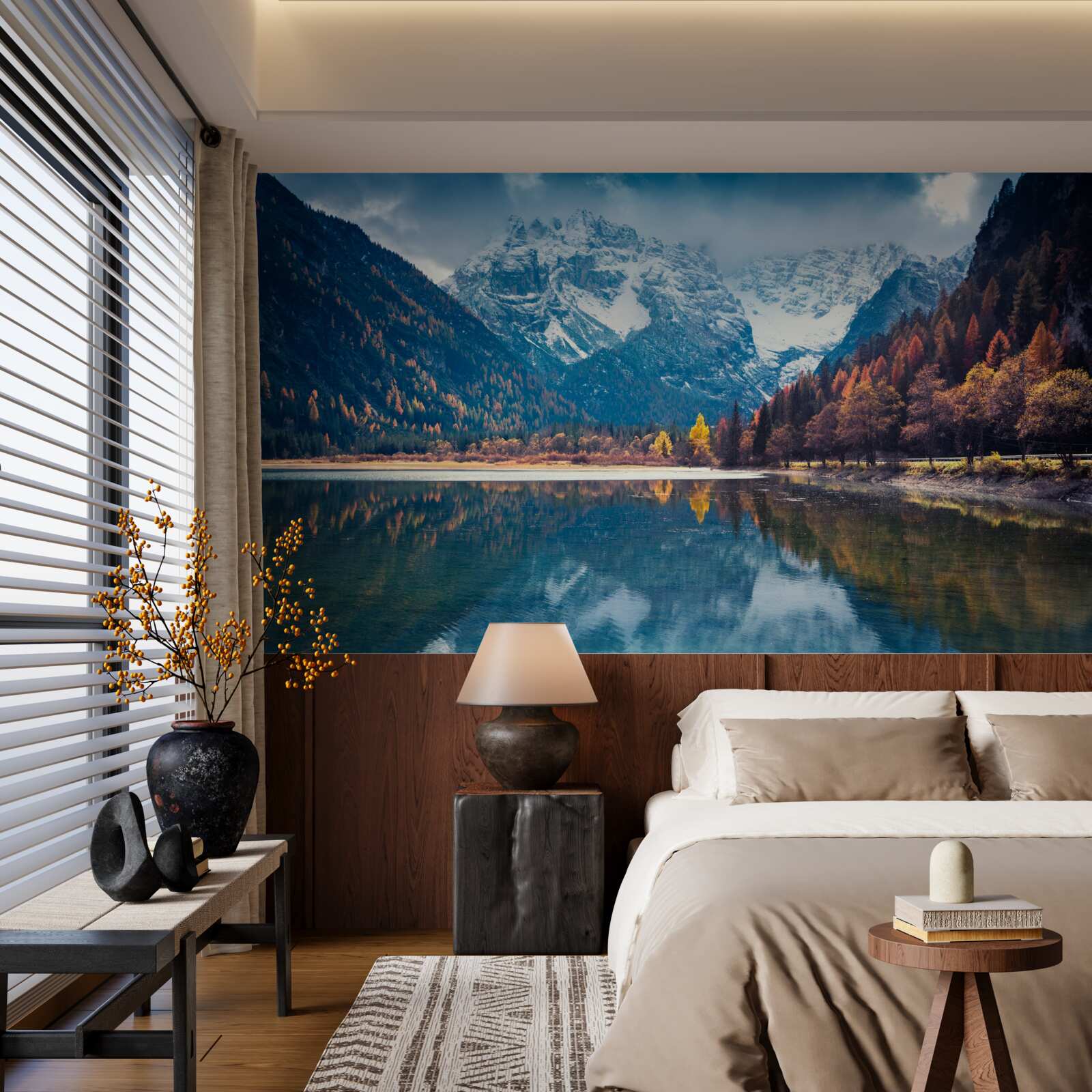 Фотошпалери величні вершини та повноводна річка