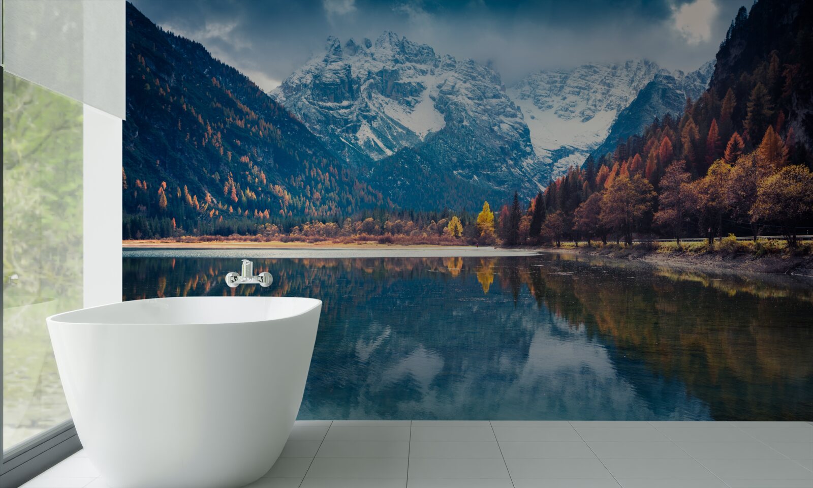 Фотошпалери величні вершини та повноводна річка