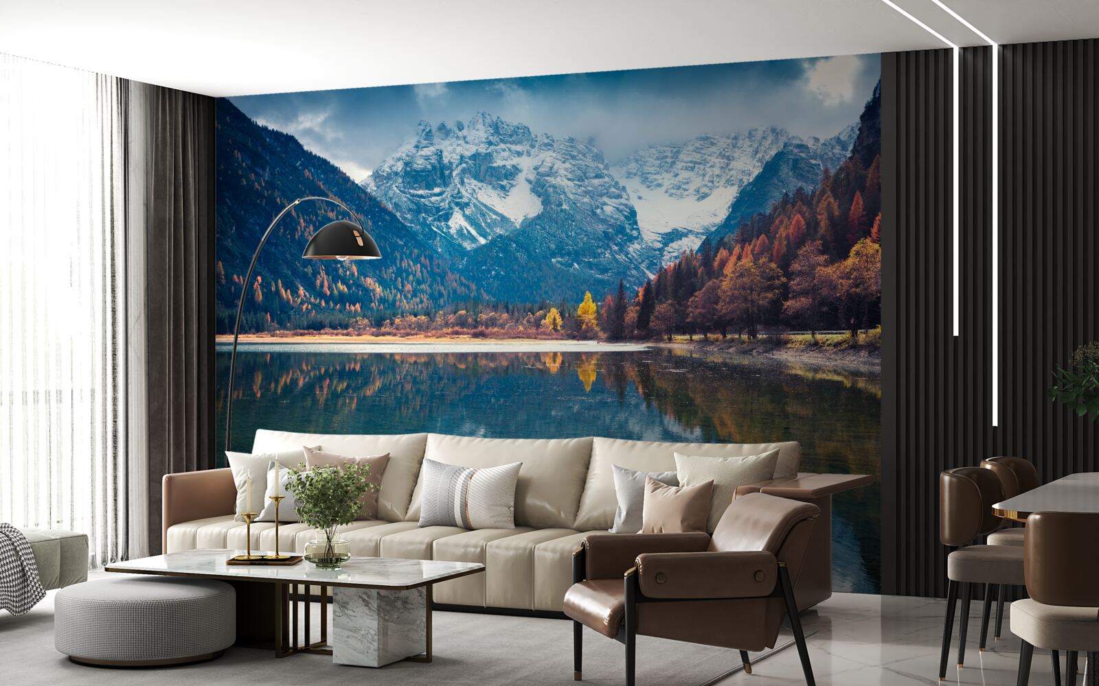 Фотошпалери величні вершини та повноводна річка