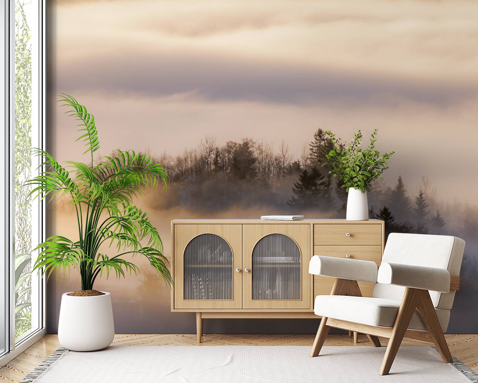 Фотошпалери густий туман серед дерев