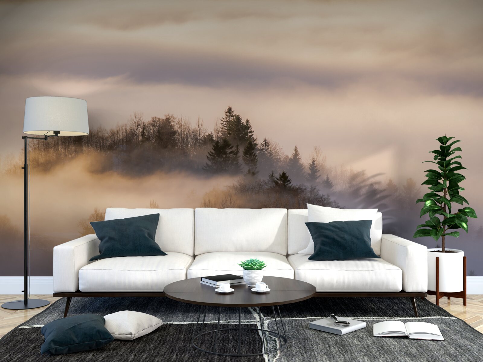 Фотошпалери густий туман серед дерев