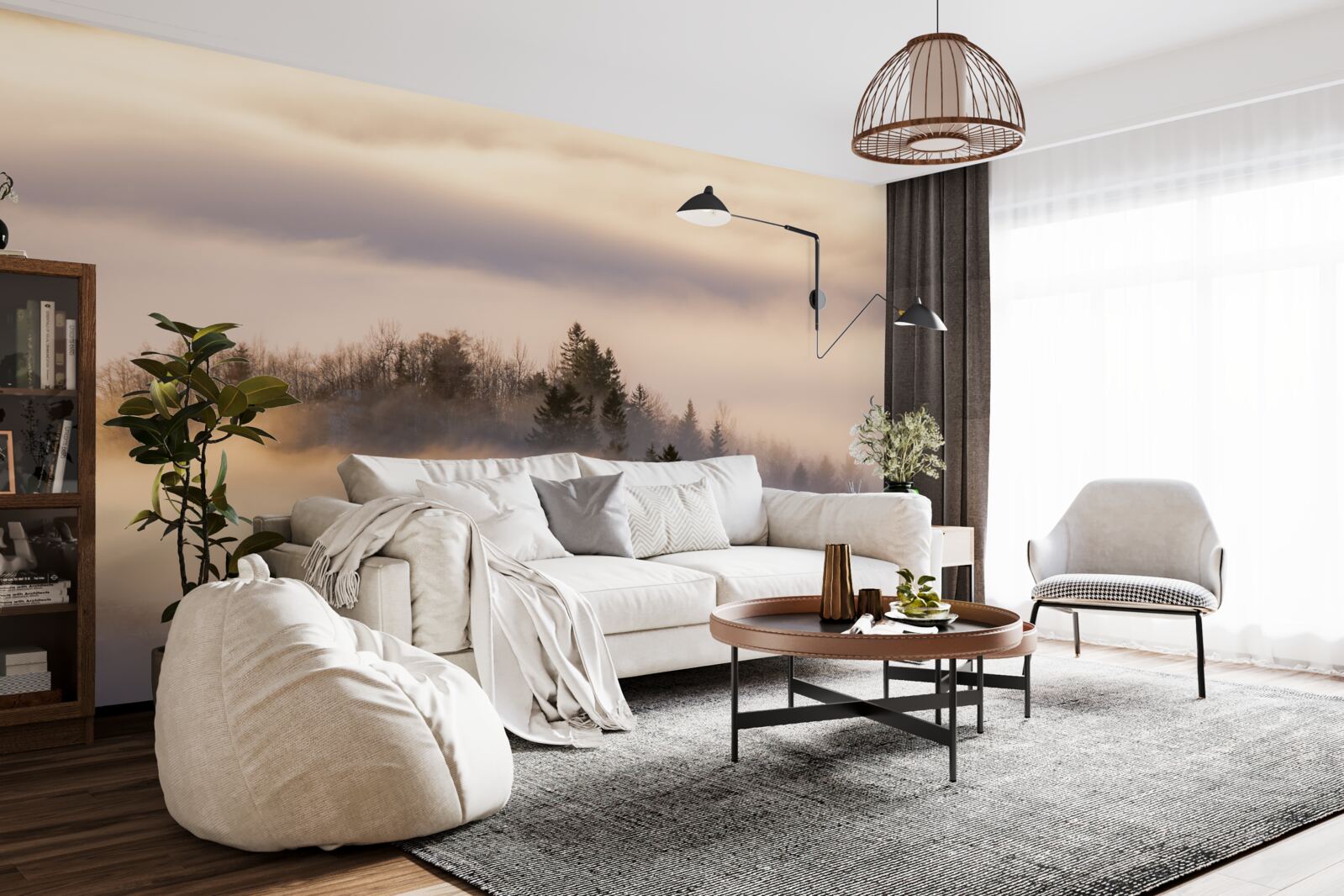 Фотошпалери густий туман серед дерев