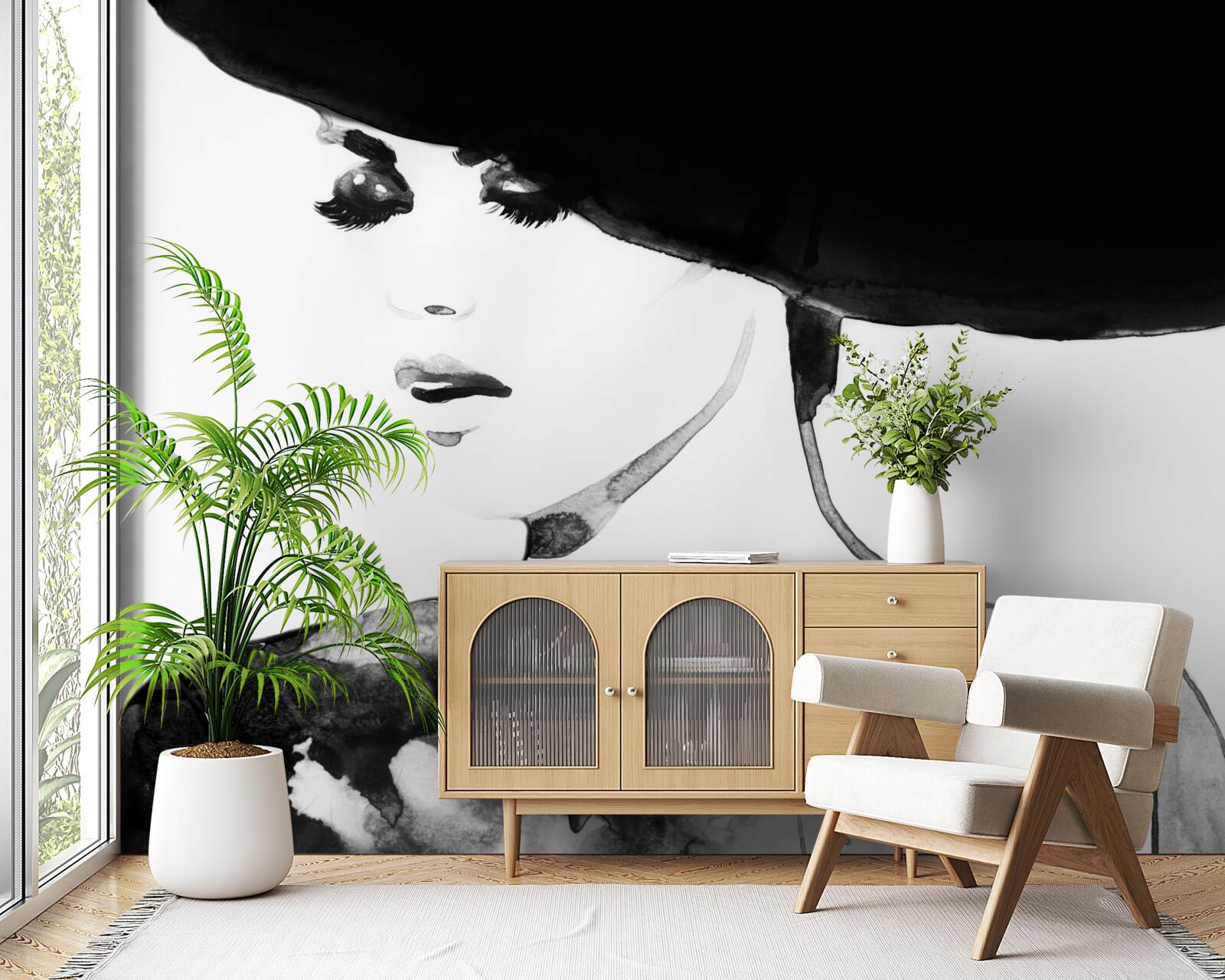 Фотошпалери дівчина в капелюсі на фото