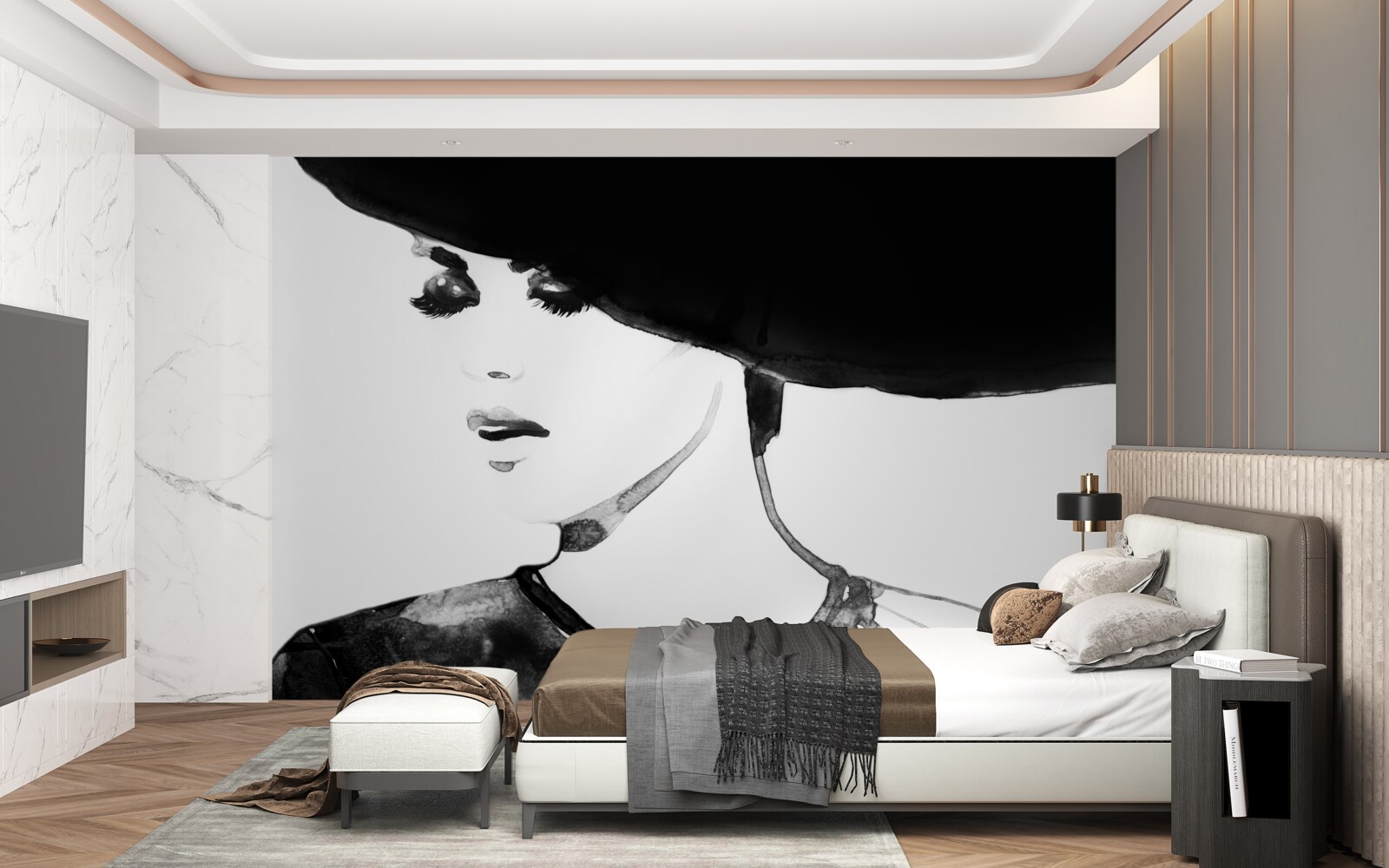 Фотошпалери дівчина в капелюсі на фото