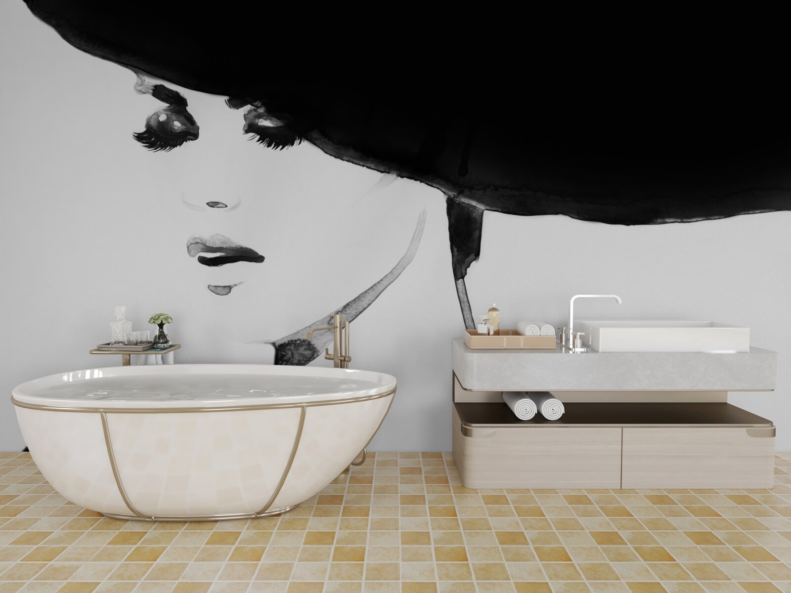 Фотошпалери дівчина в капелюсі на фото