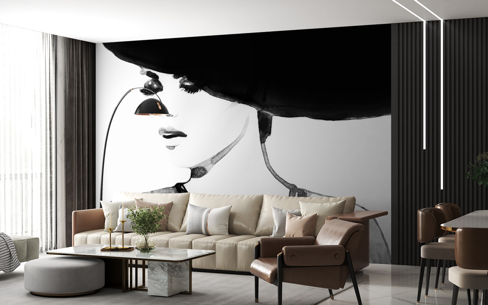 Фотошпалери дівчина в капелюсі на фото