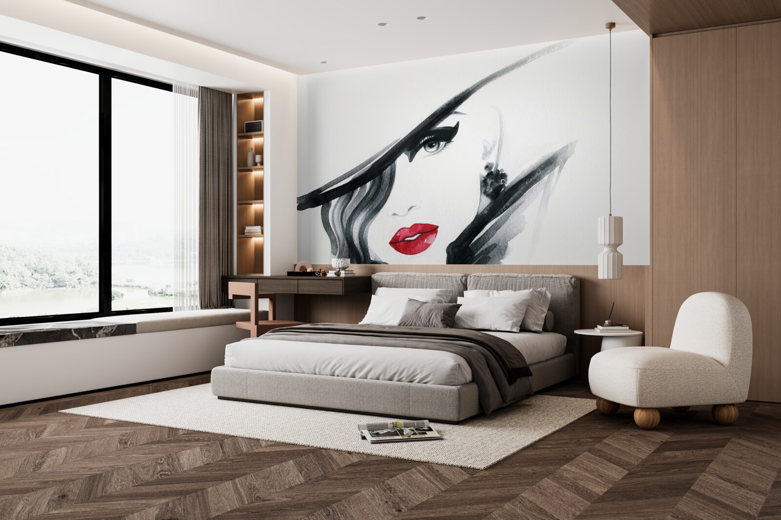 Фотошпалери зображення дівчини з червоними губами