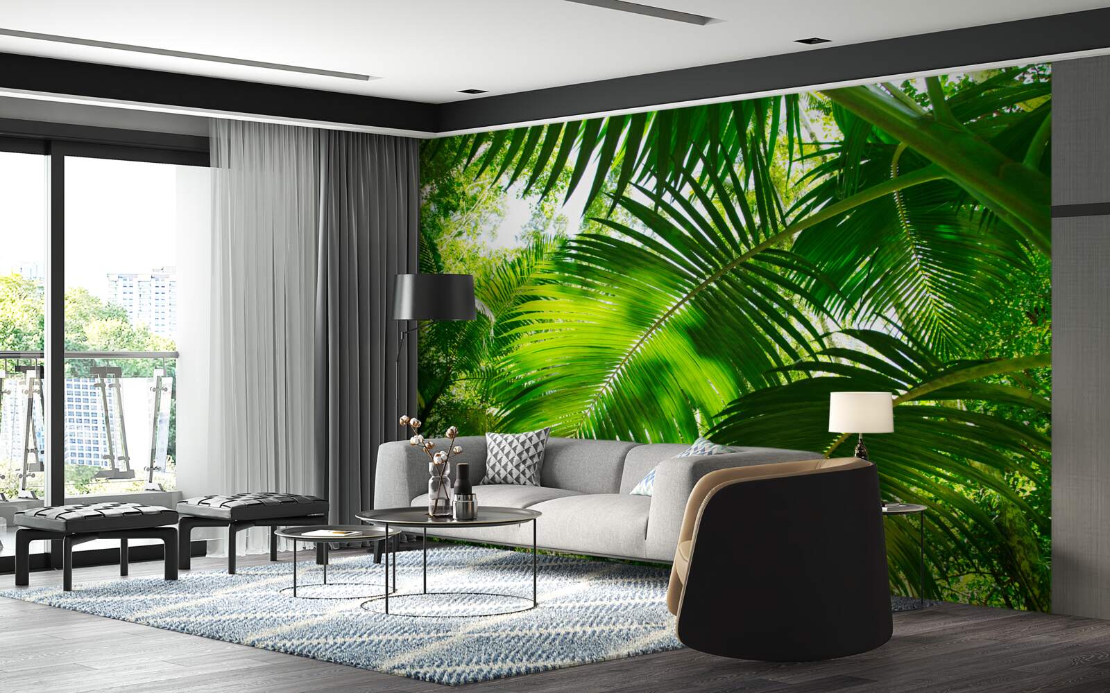 Фотошпалери велике зелене листя