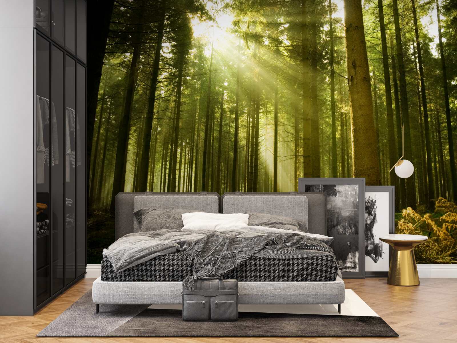 Фотошпалери сонячні промені освітлюють ліс