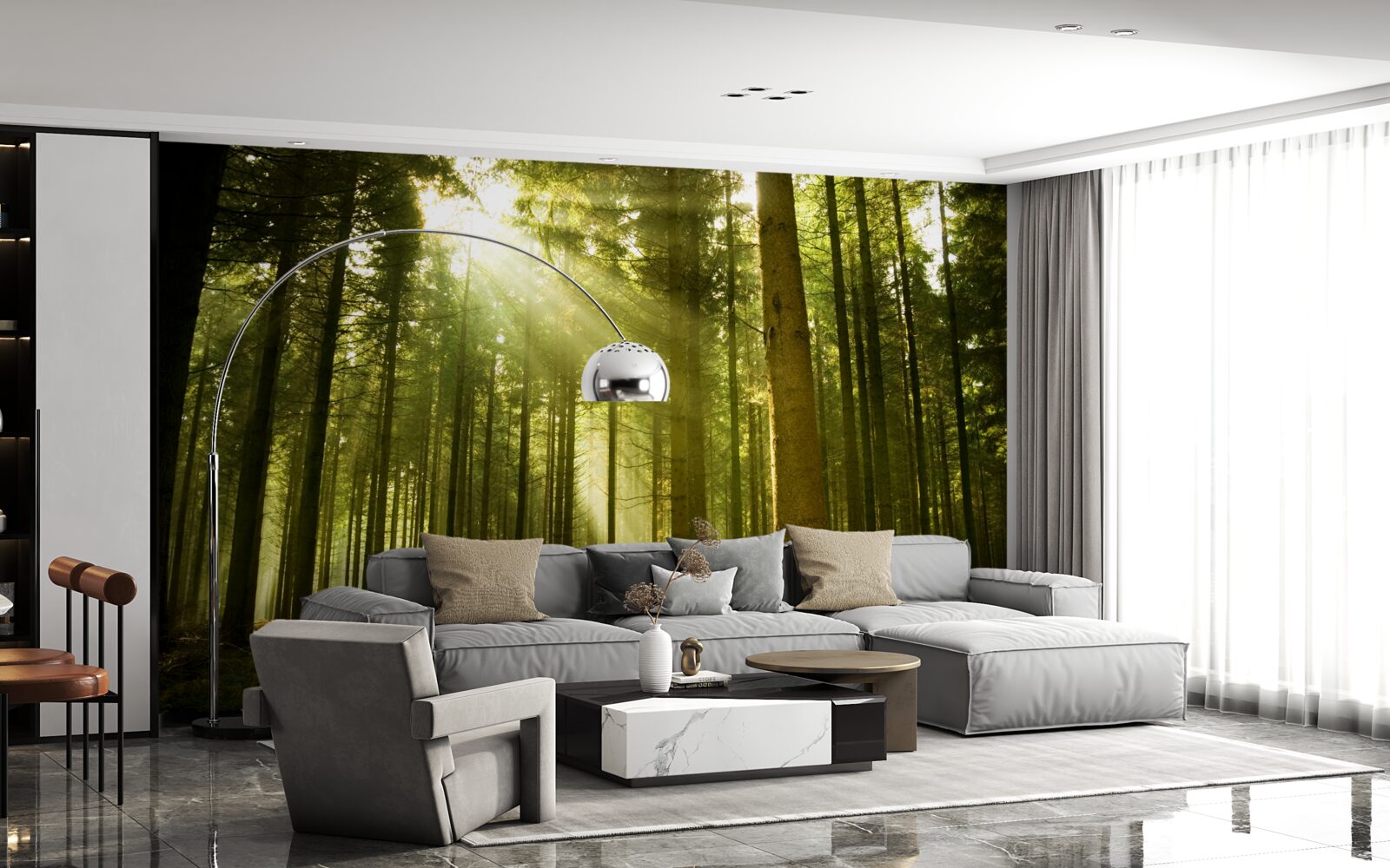 Фотошпалери сонячні промені освітлюють ліс