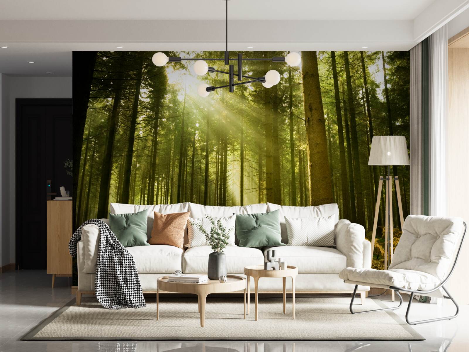 Фотошпалери сонячні промені освітлюють ліс