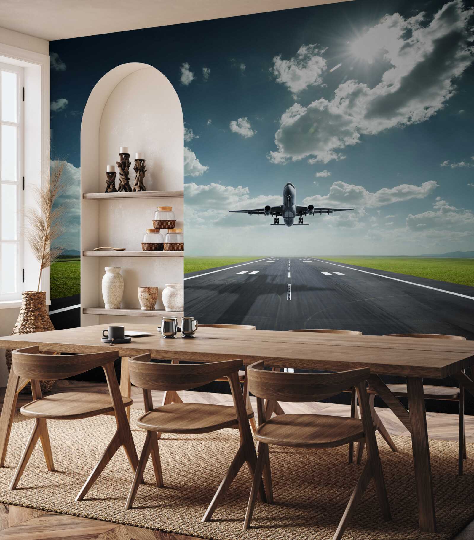 Фотошпалери літак злітає зі злітно-посадкової смуги