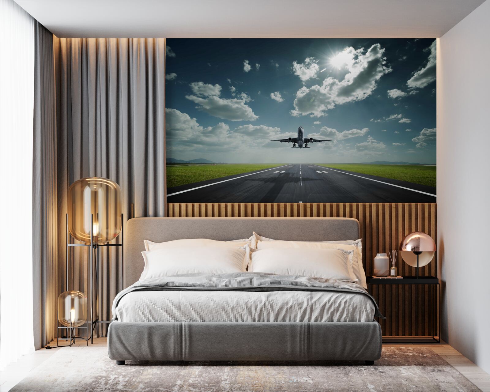 Фотошпалери літак злітає зі злітно-посадкової смуги