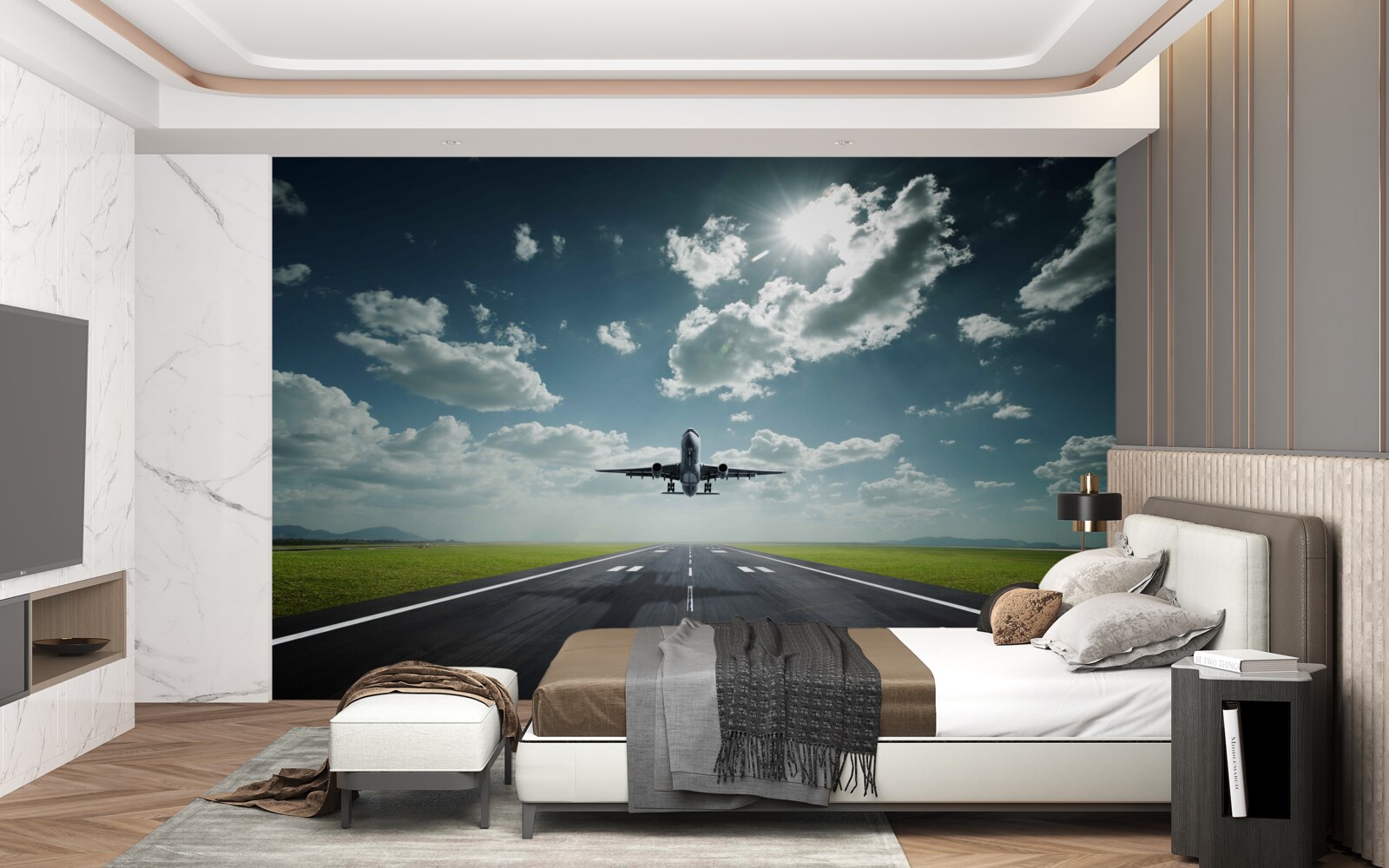 Фотошпалери літак злітає зі злітно-посадкової смуги