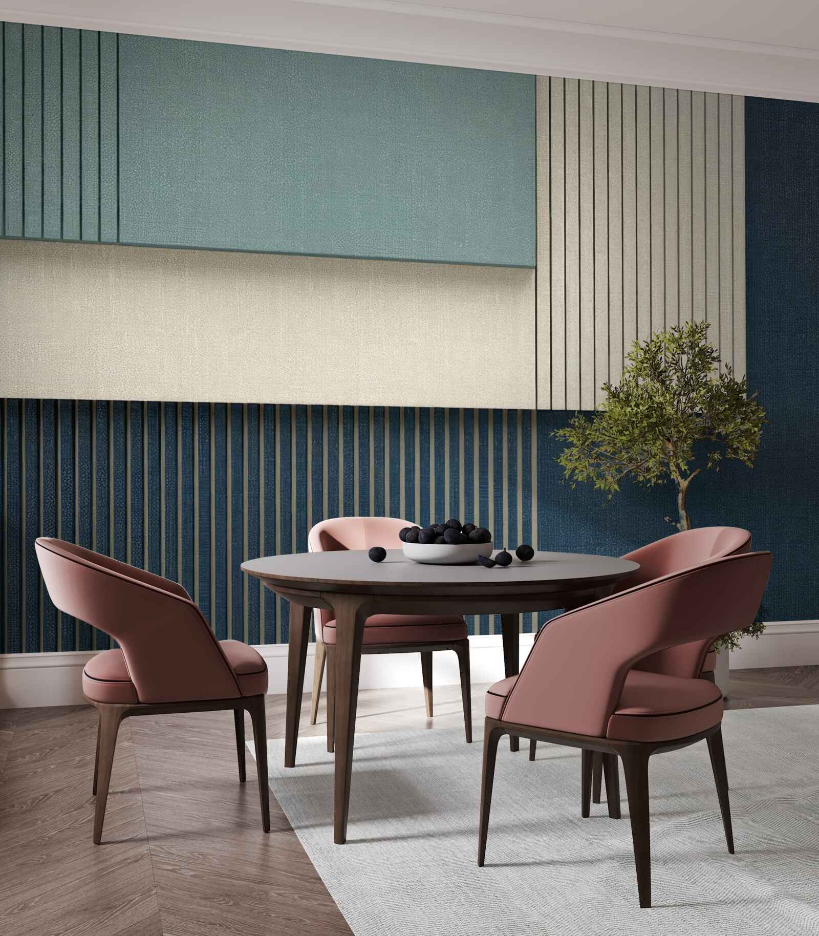 Фотошпалери фон у синьому, бежевому та зеленому кольорах