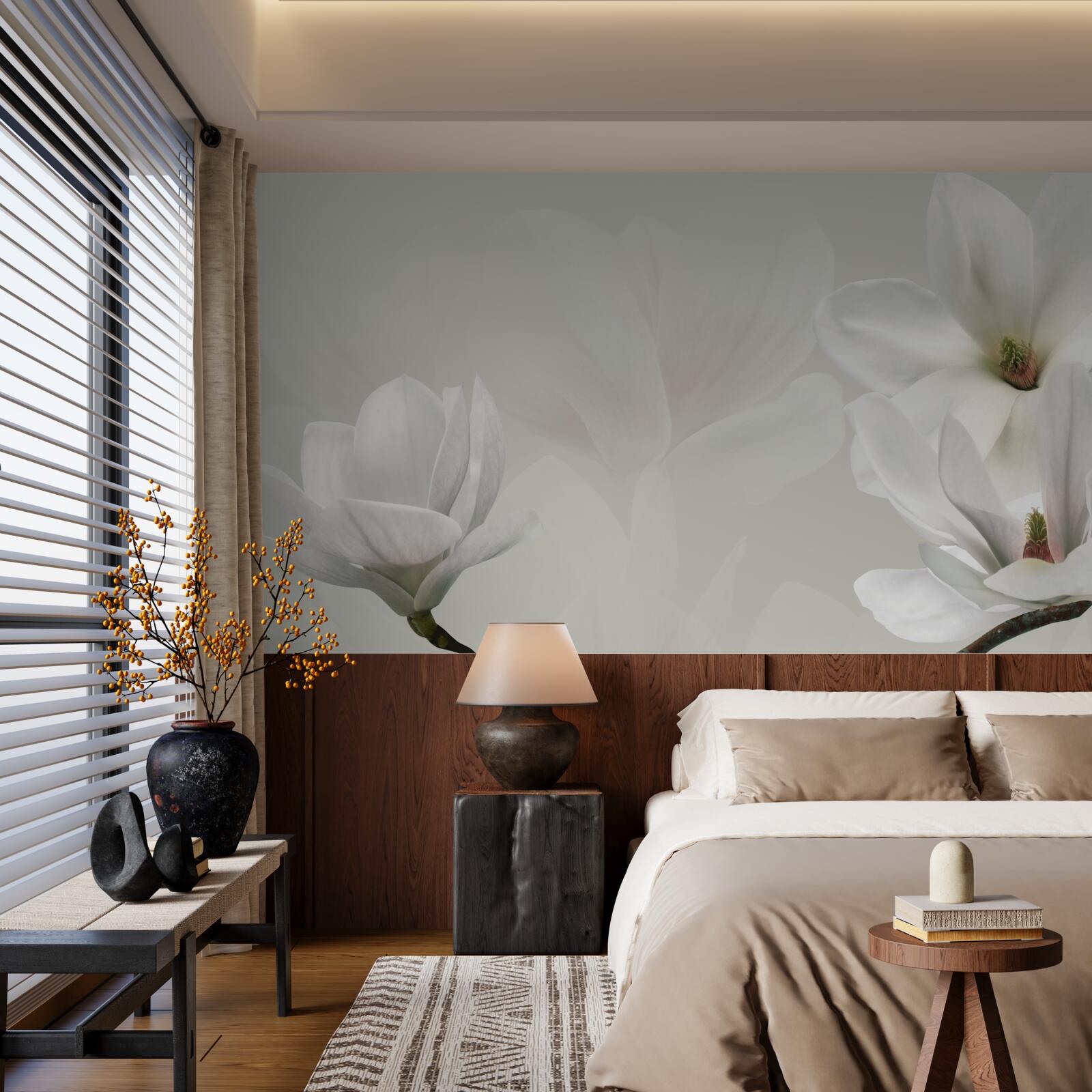 Фотошпалери великі білі квіти