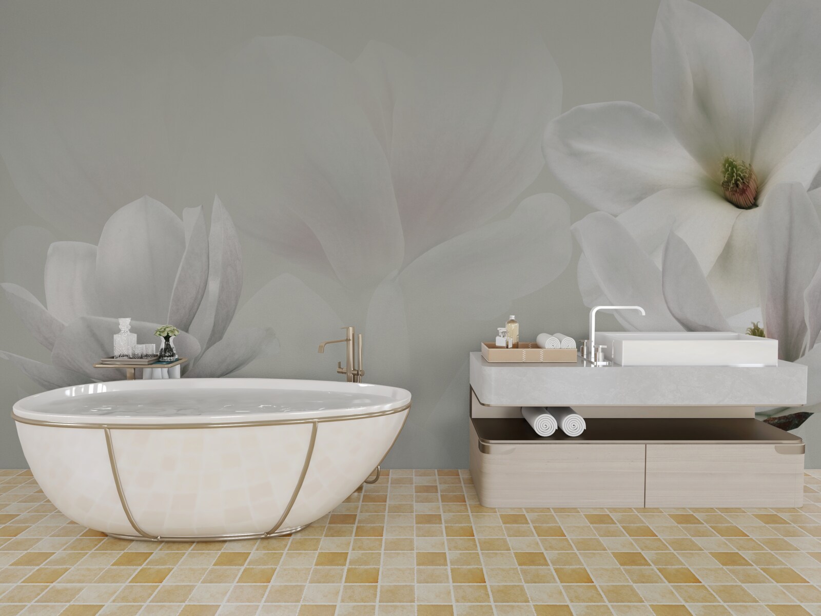 Фотошпалери великі білі квіти