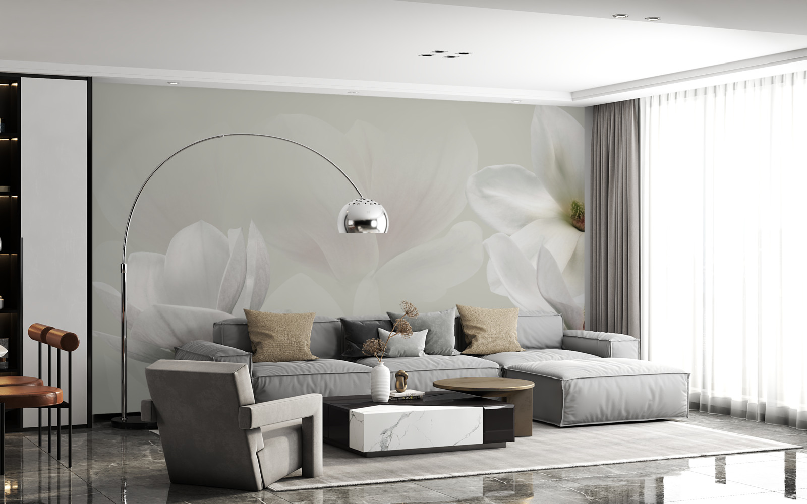 Фотошпалери великі білі квіти