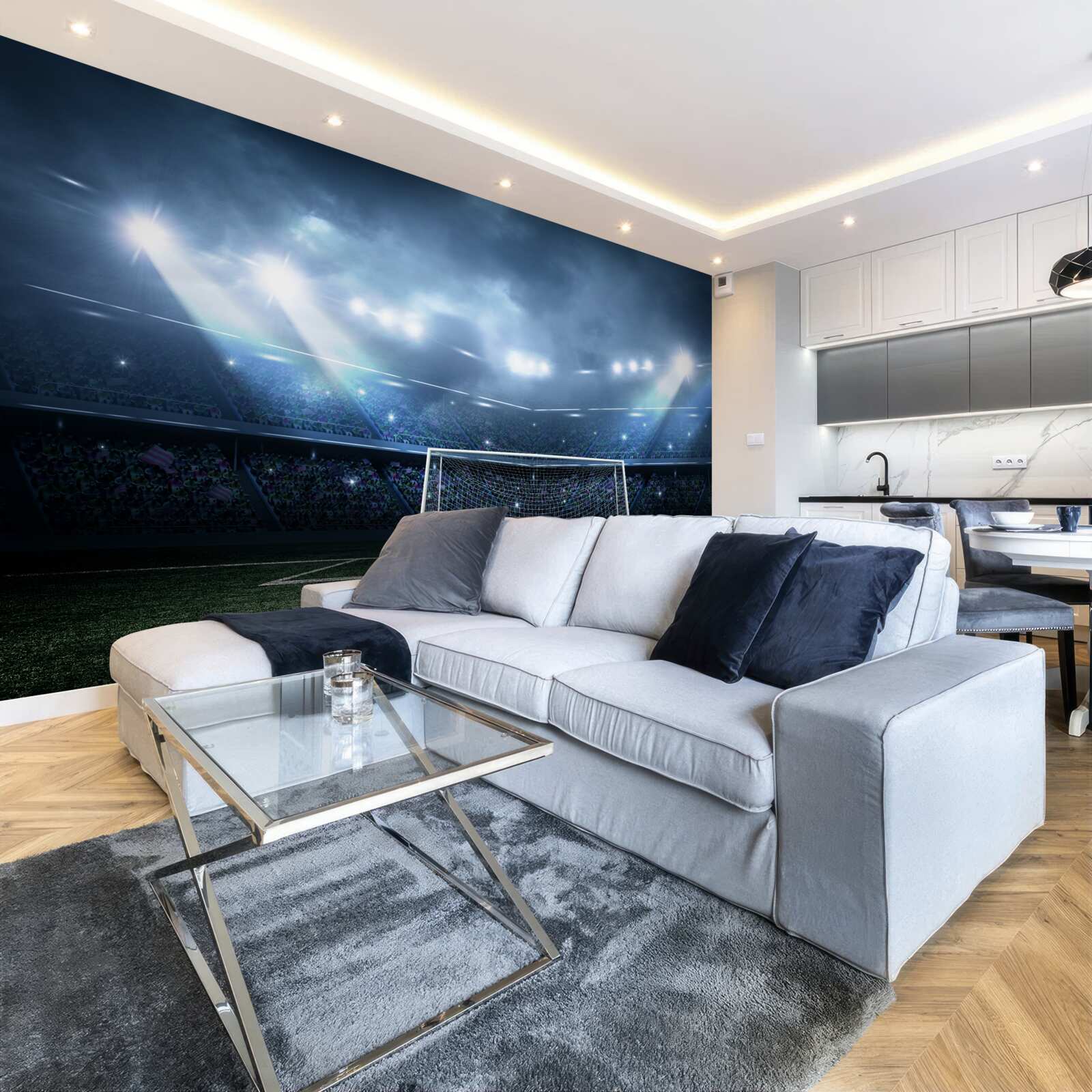 Фотошпалери футбольне поле, освітлене прожекторами