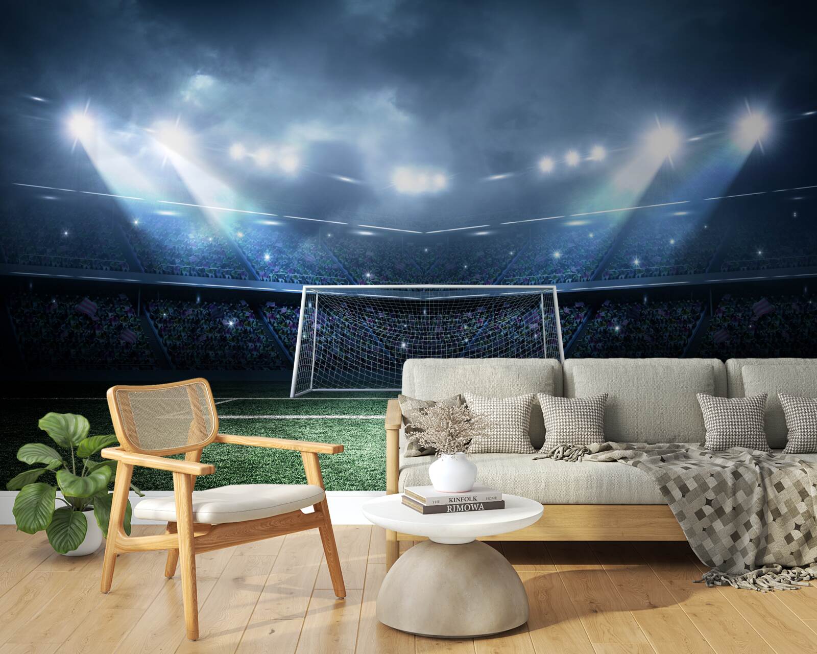 Фотошпалери футбольне поле, освітлене прожекторами