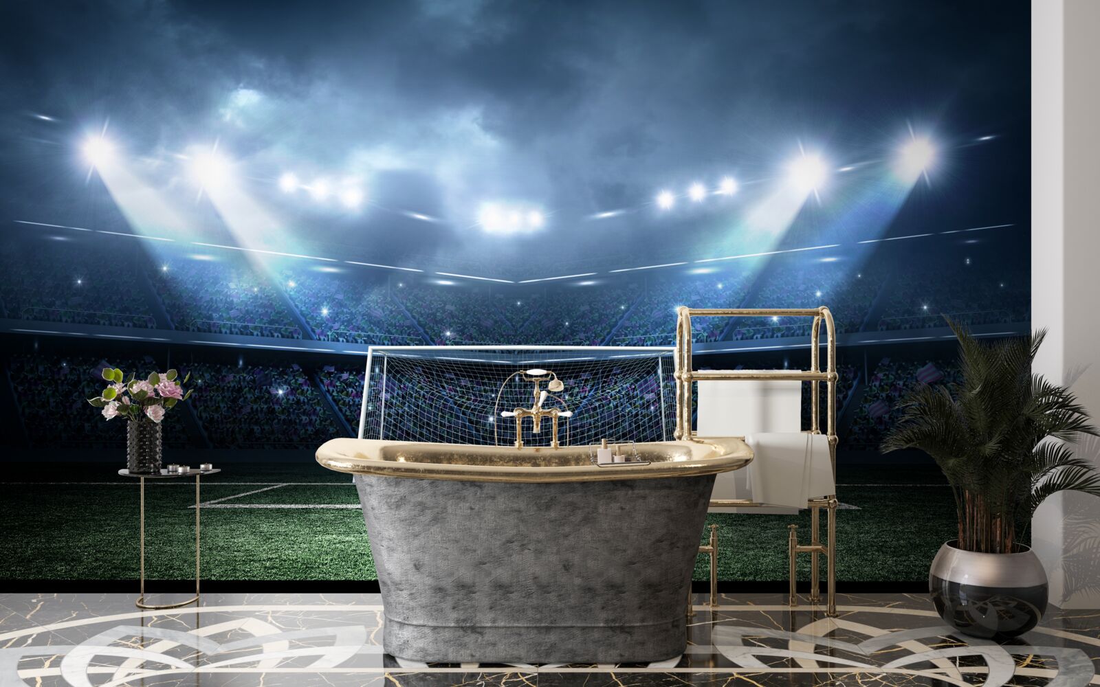 Фотошпалери футбольне поле, освітлене прожекторами