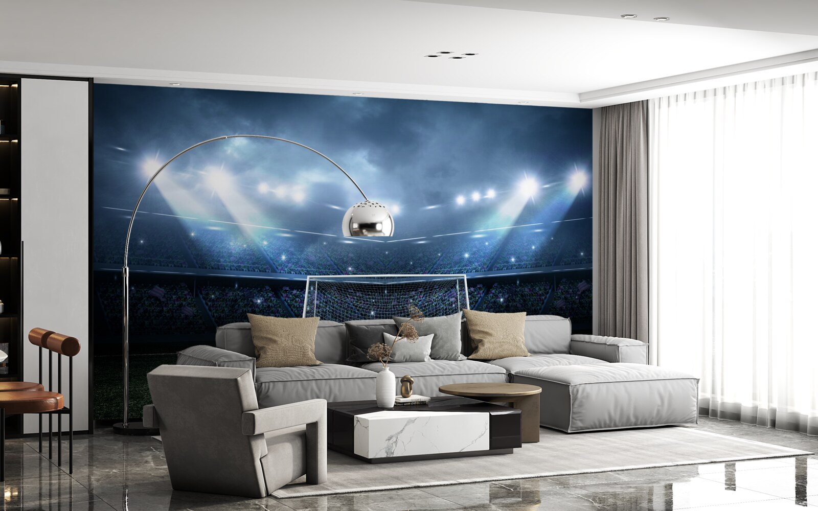 Фотошпалери футбольне поле, освітлене прожекторами