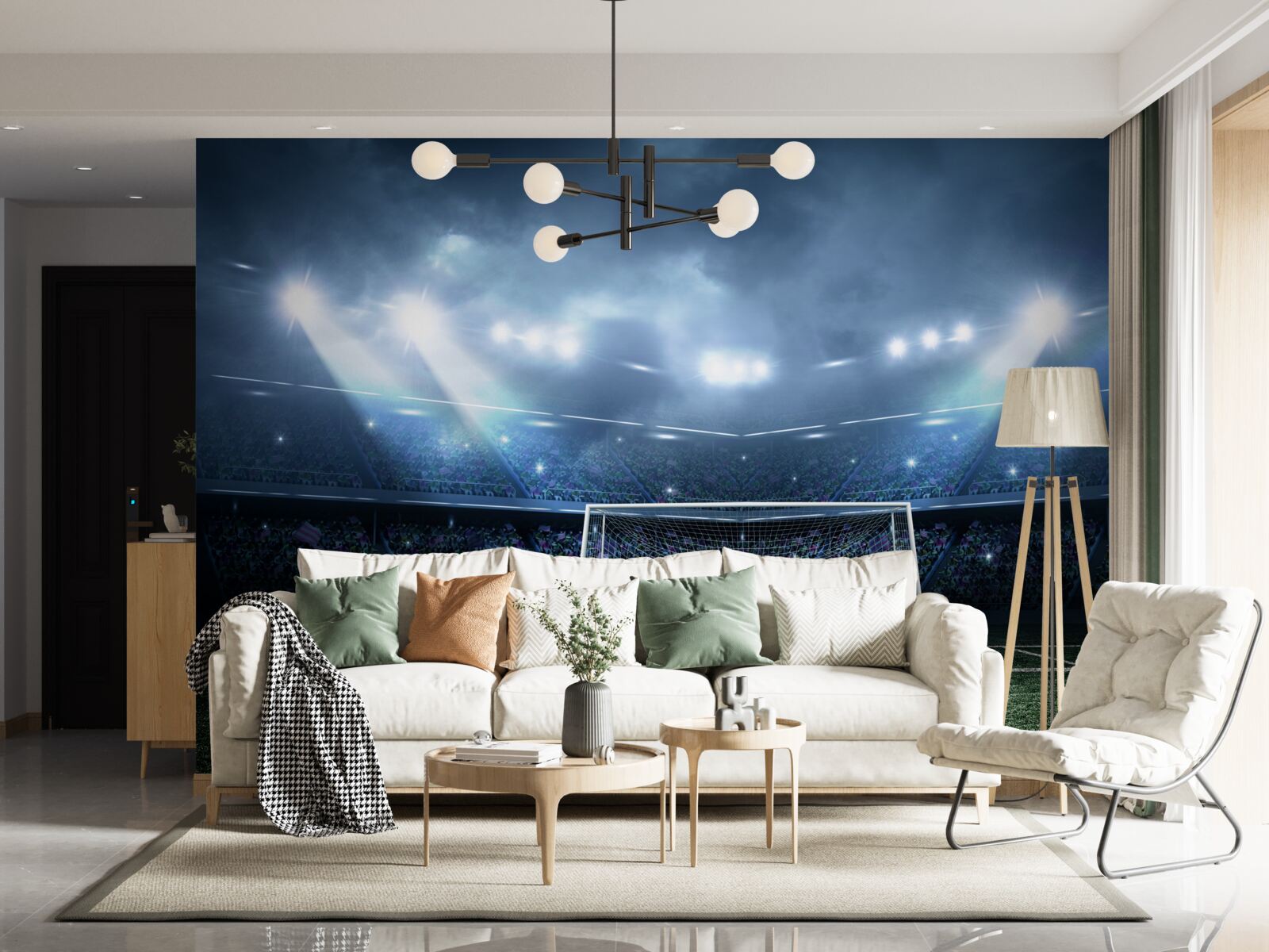 Фотошпалери футбольне поле, освітлене прожекторами