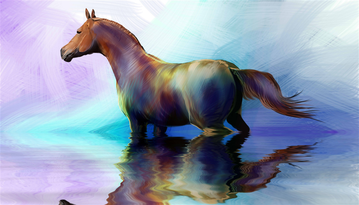 Фотошпалери кінь у воді