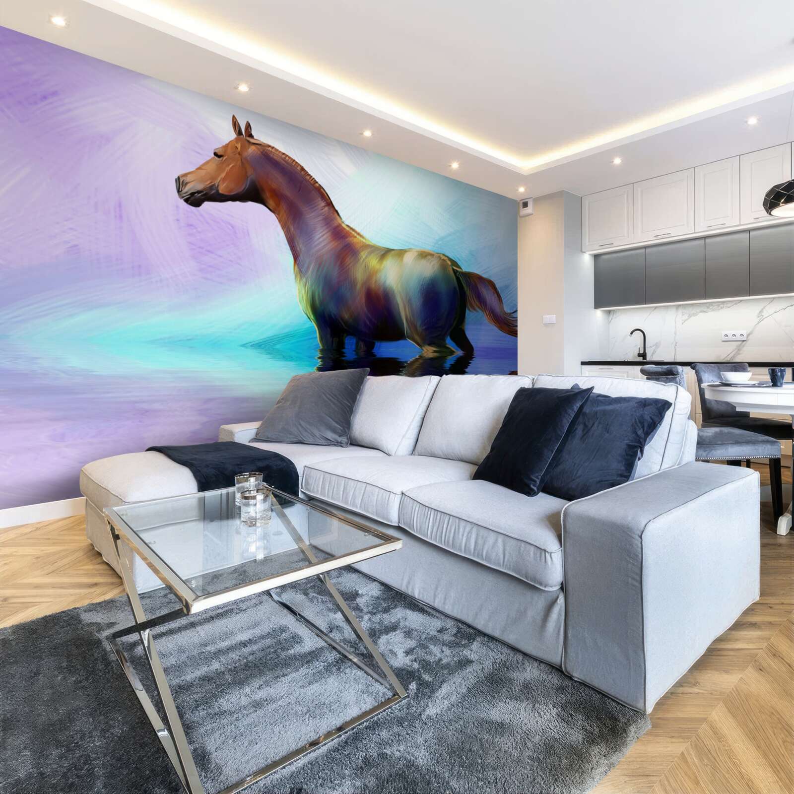 Фотошпалери кінь у воді