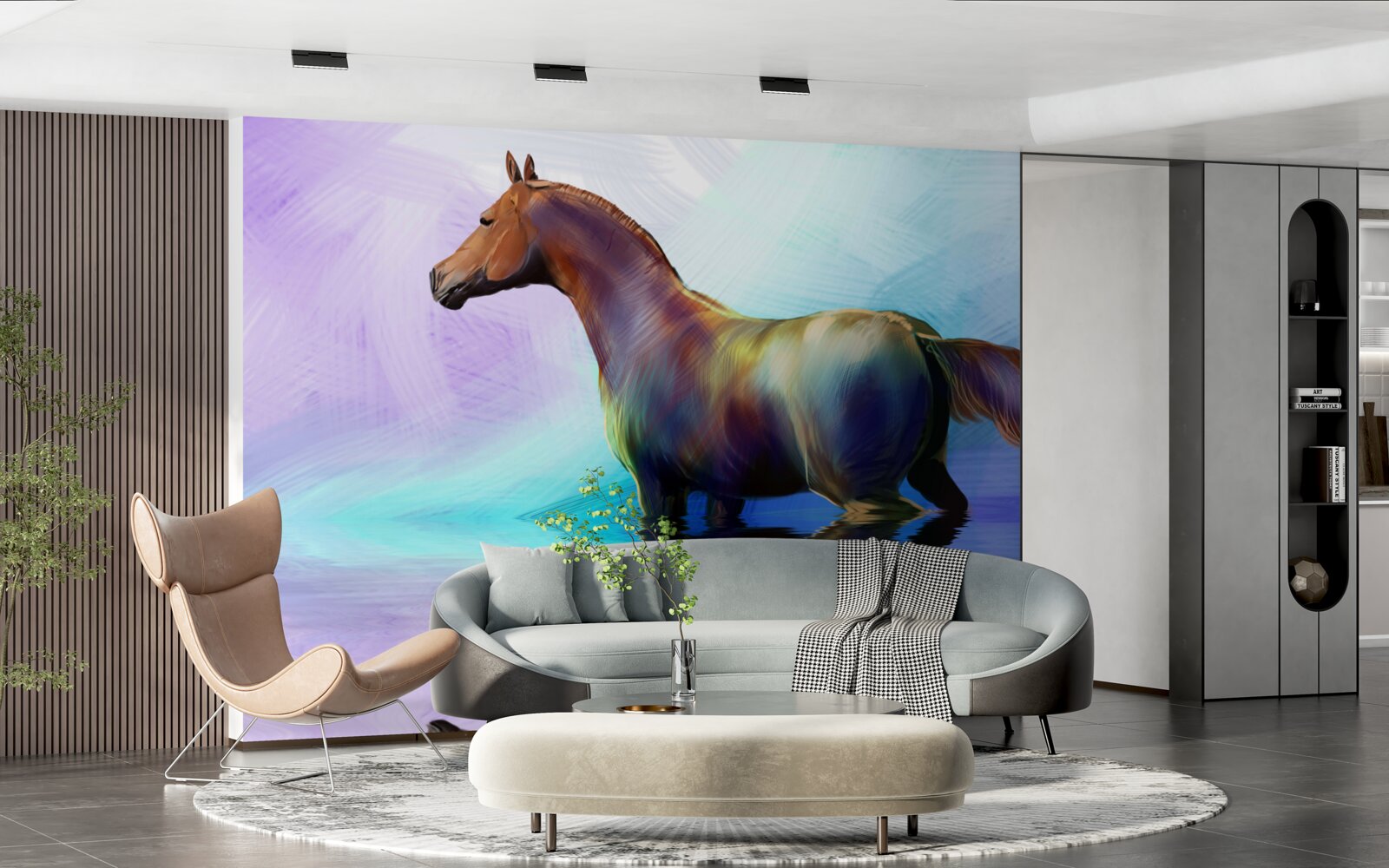 Фотошпалери кінь у воді