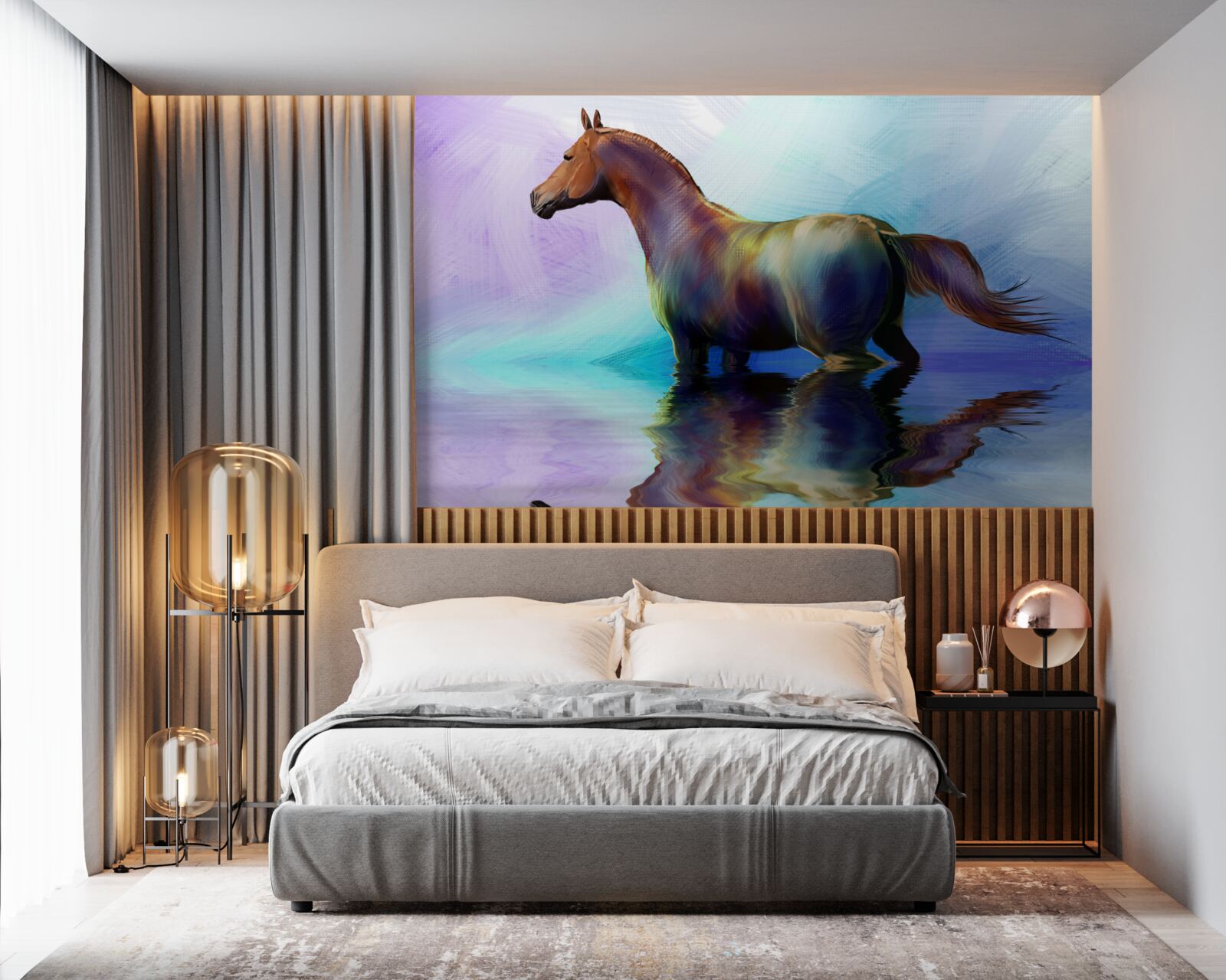 Фотошпалери кінь у воді