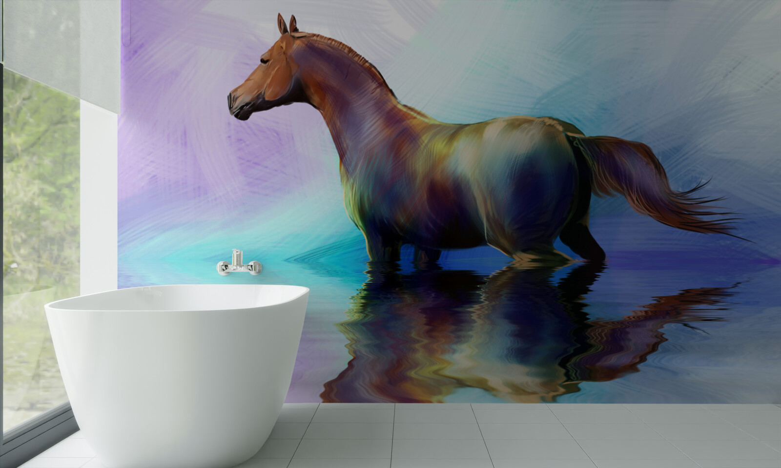 Фотошпалери кінь у воді
