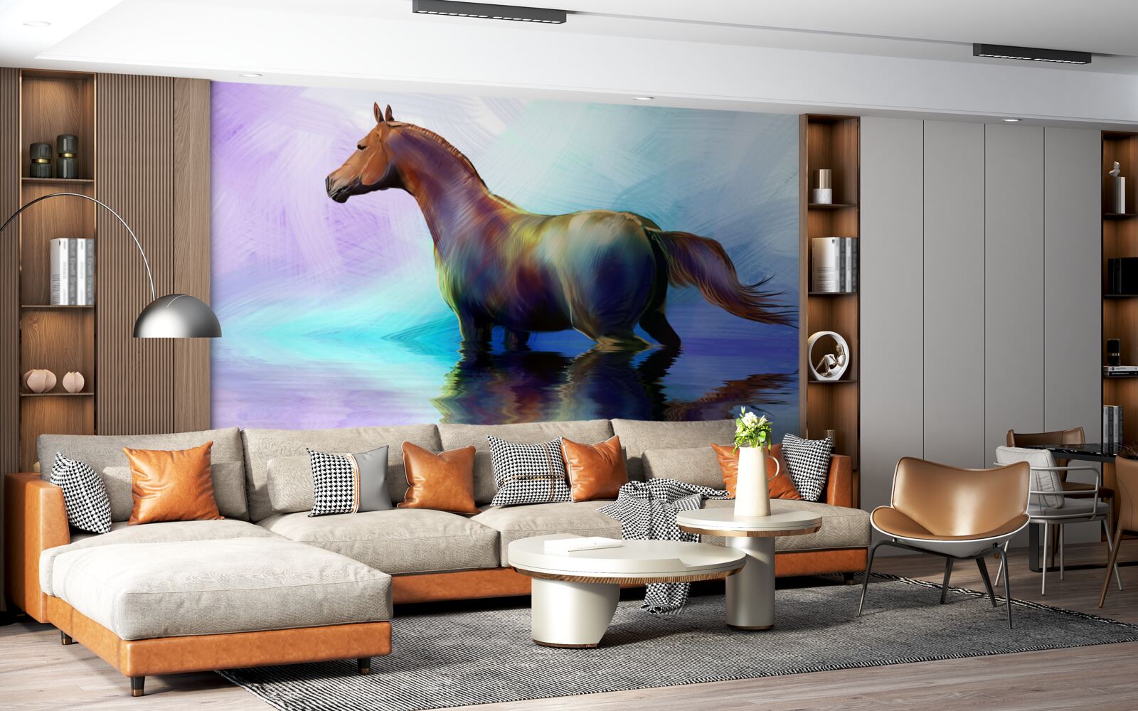 Фотошпалери кінь у воді