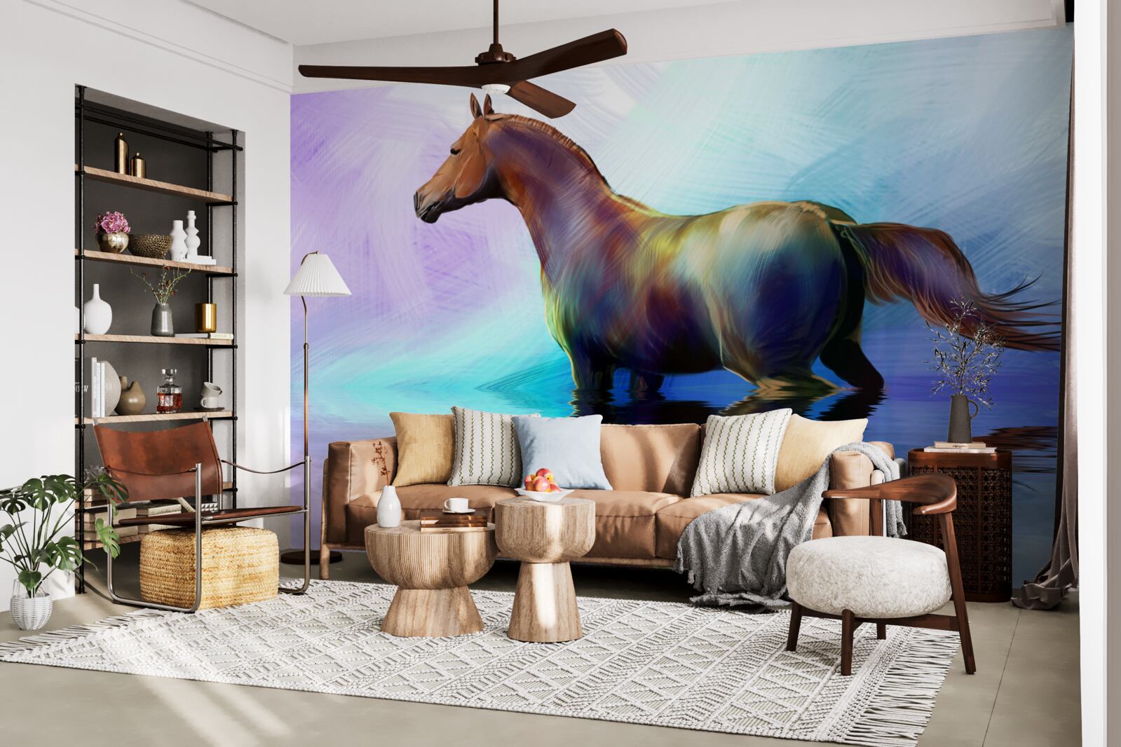 Фотошпалери кінь у воді