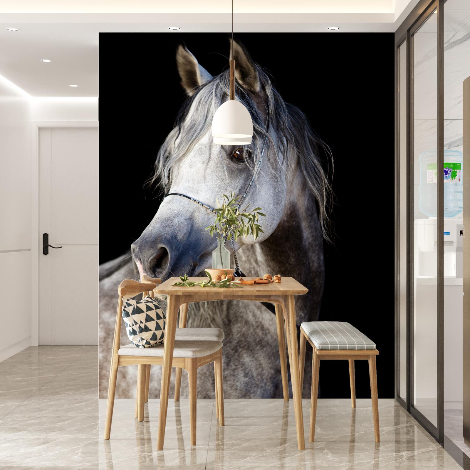 Фотошпалери елегантний силует коня на темному тлі
