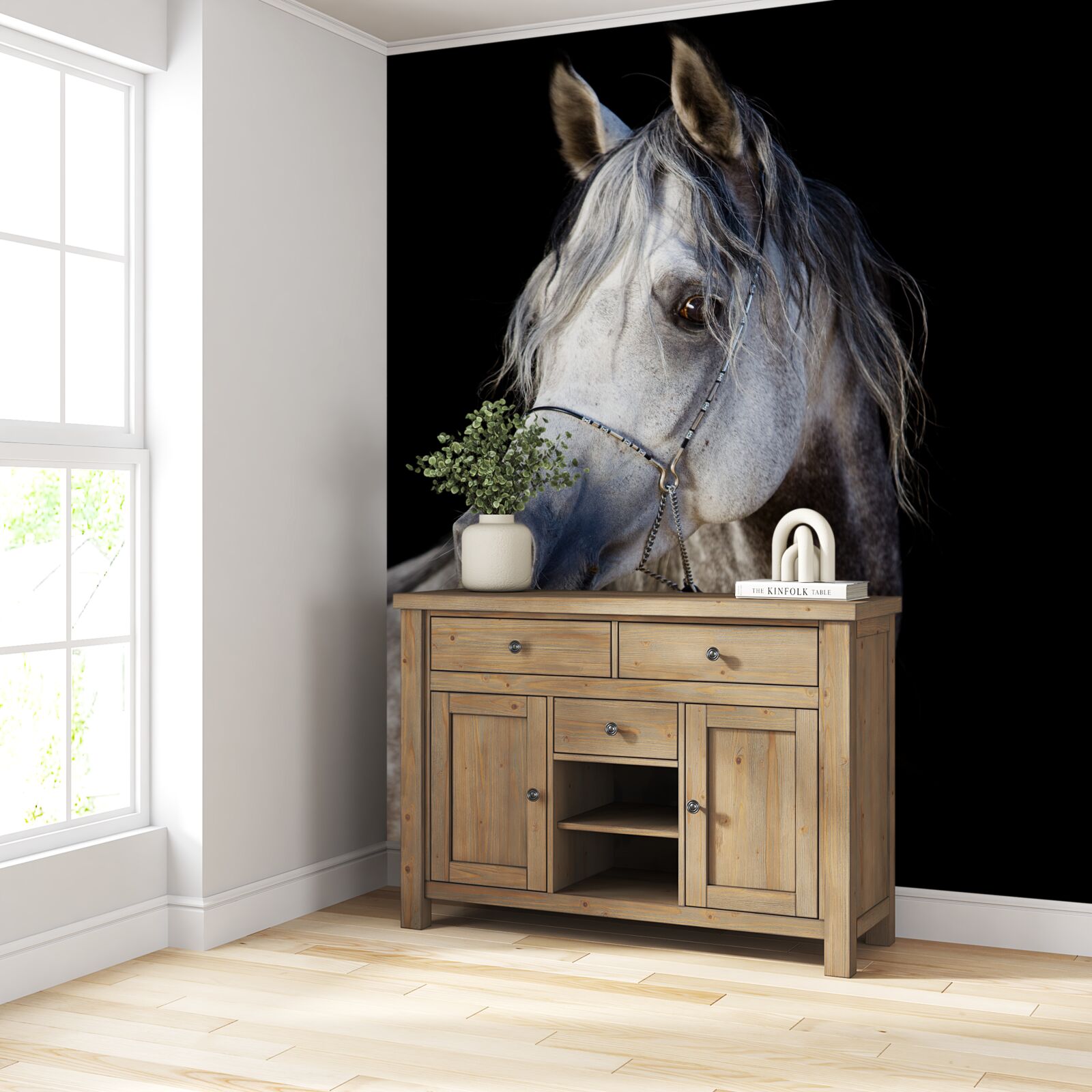 Фотошпалери елегантний силует коня на темному тлі