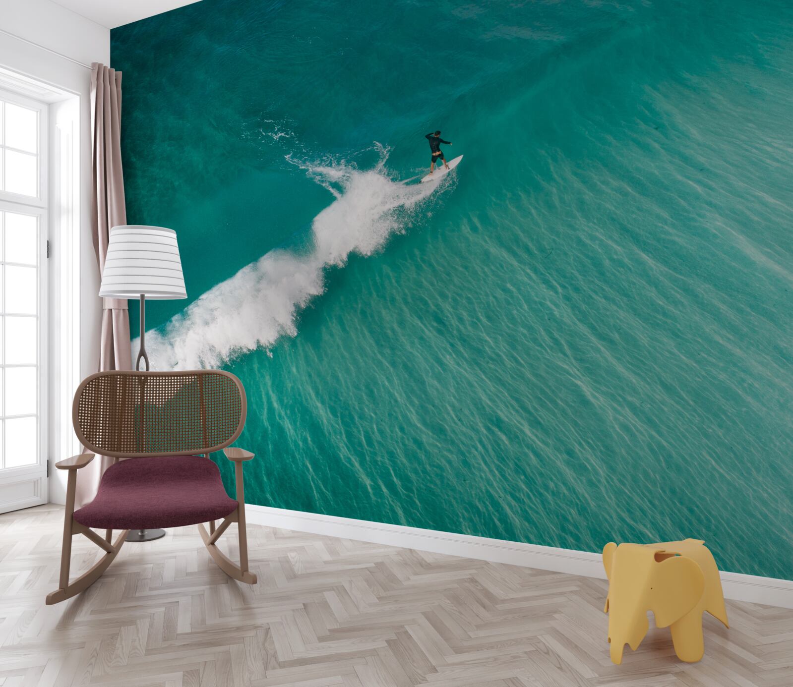 Фотошпалери самотній серфер на просторах океану