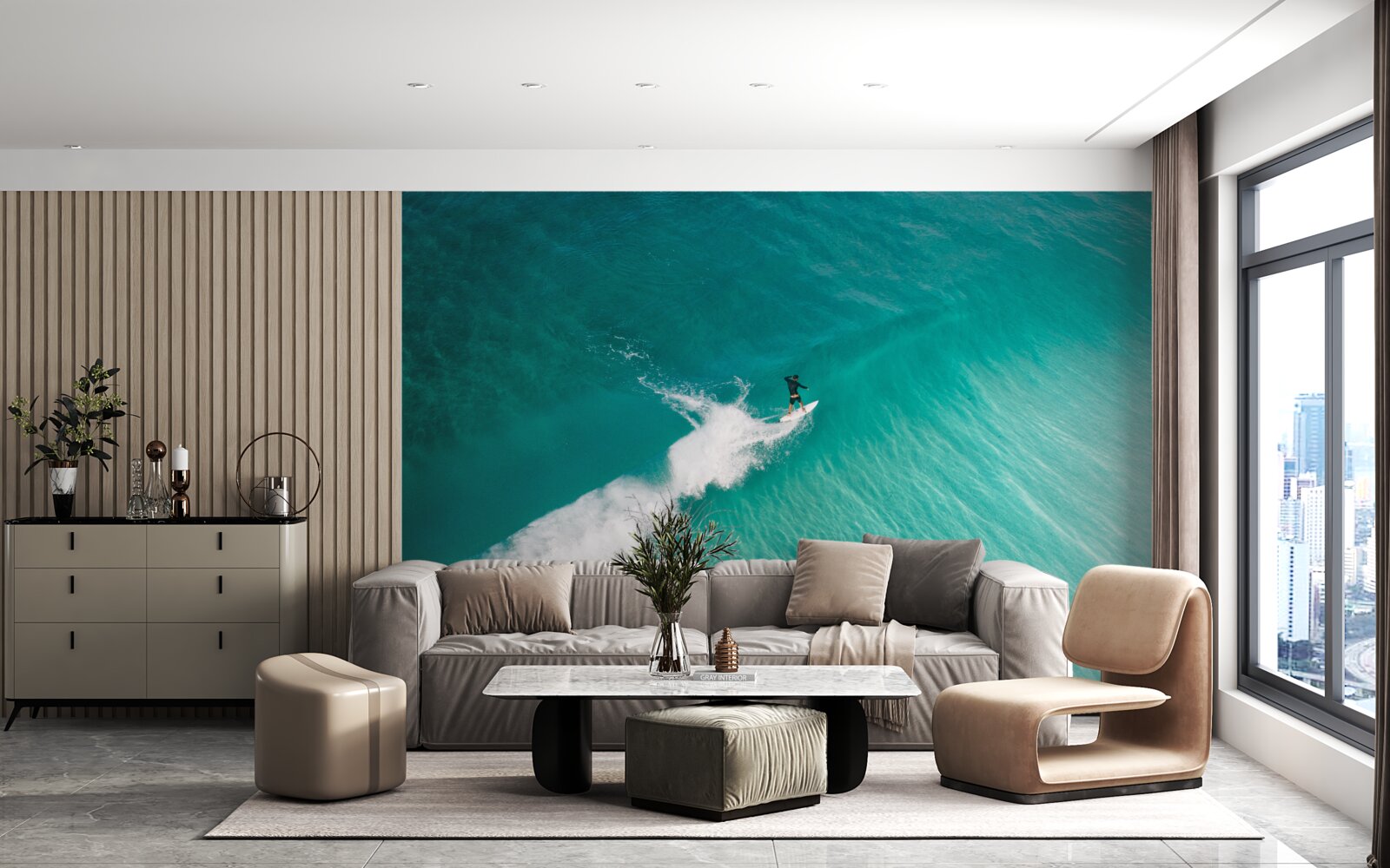 Фотошпалери самотній серфер на просторах океану