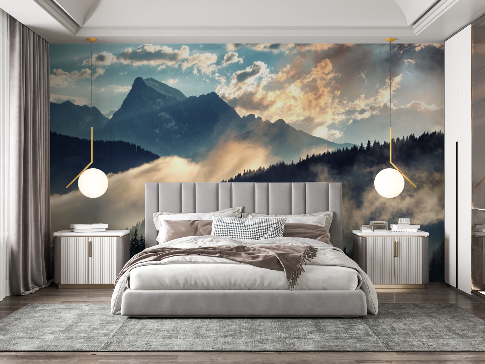 Фотошпалери ранок під величними вершинами