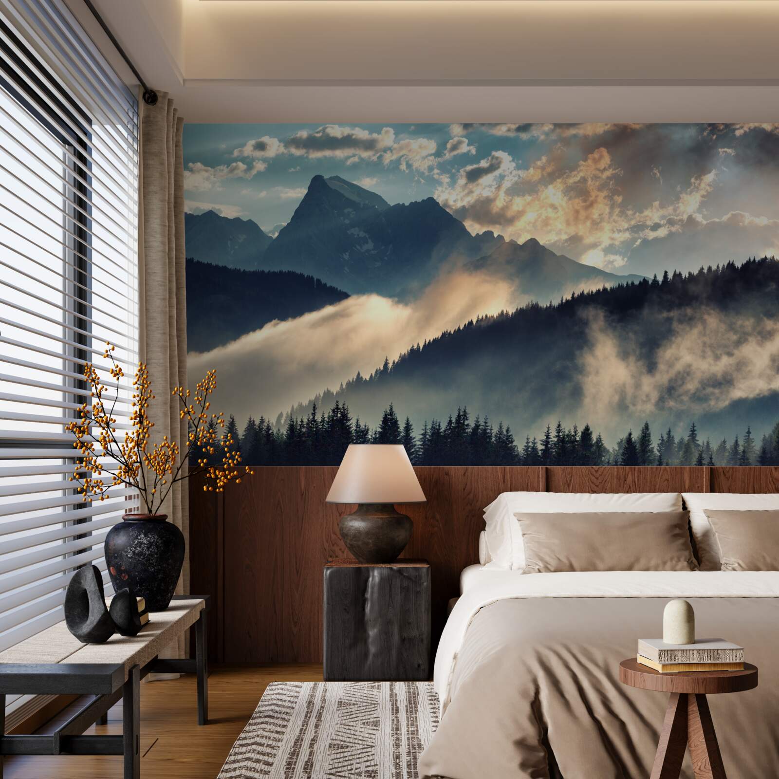 Фотошпалери ранок під величними вершинами