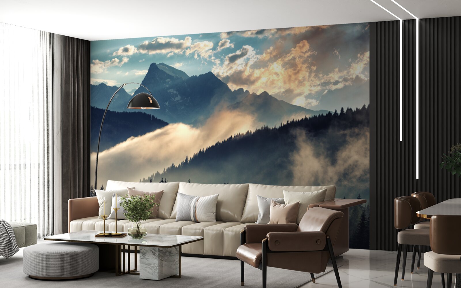 Фотошпалери ранок під величними вершинами