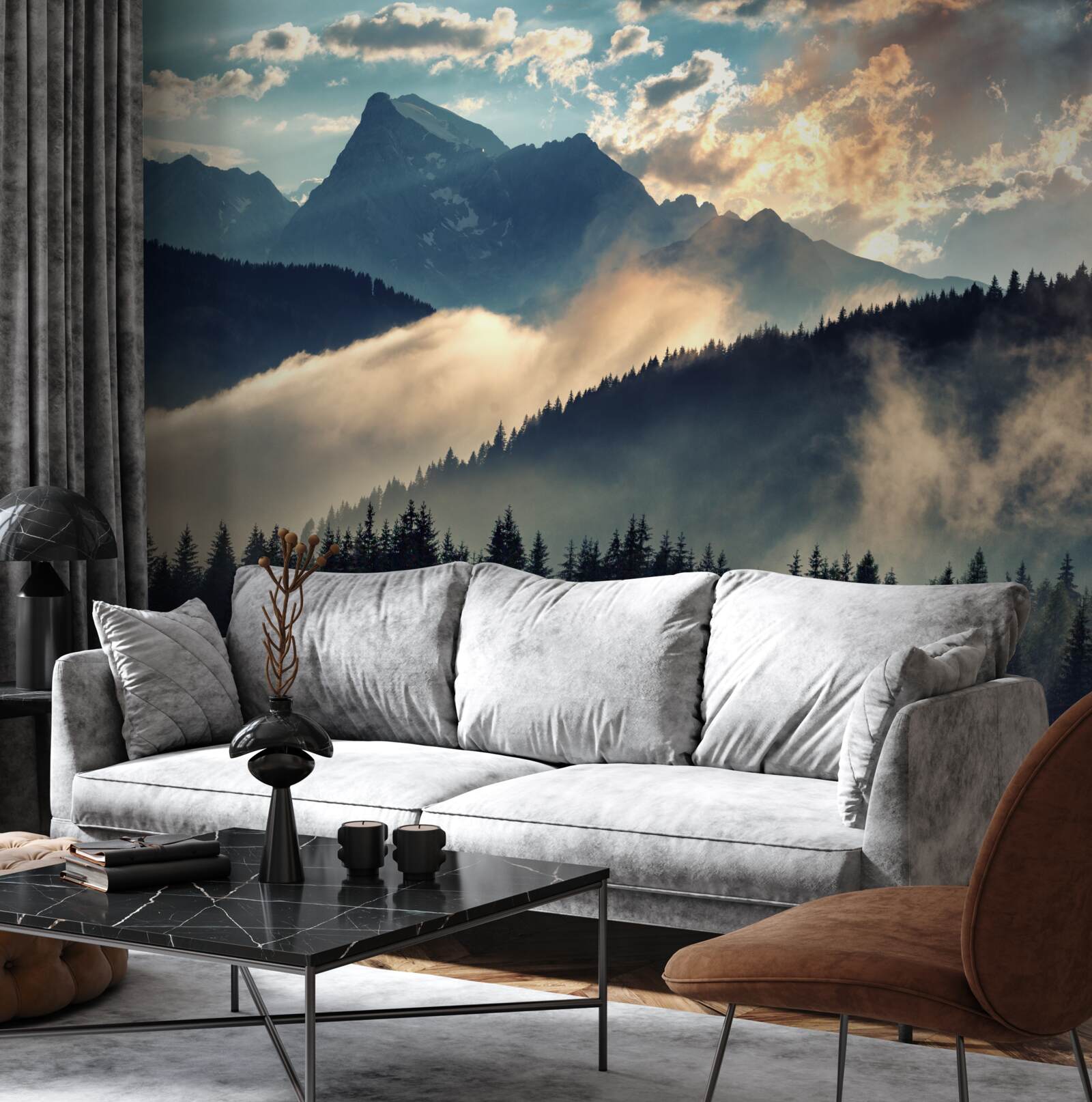 Фотошпалери ранок під величними вершинами