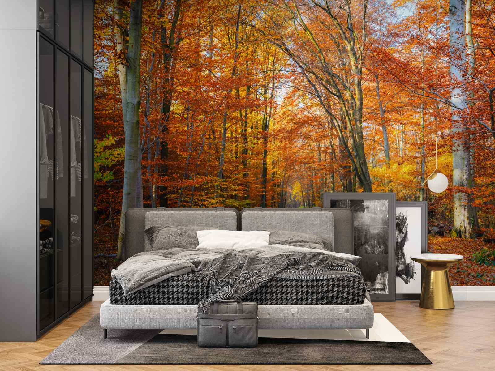 Фотошпалери дерева з опалим листям восени