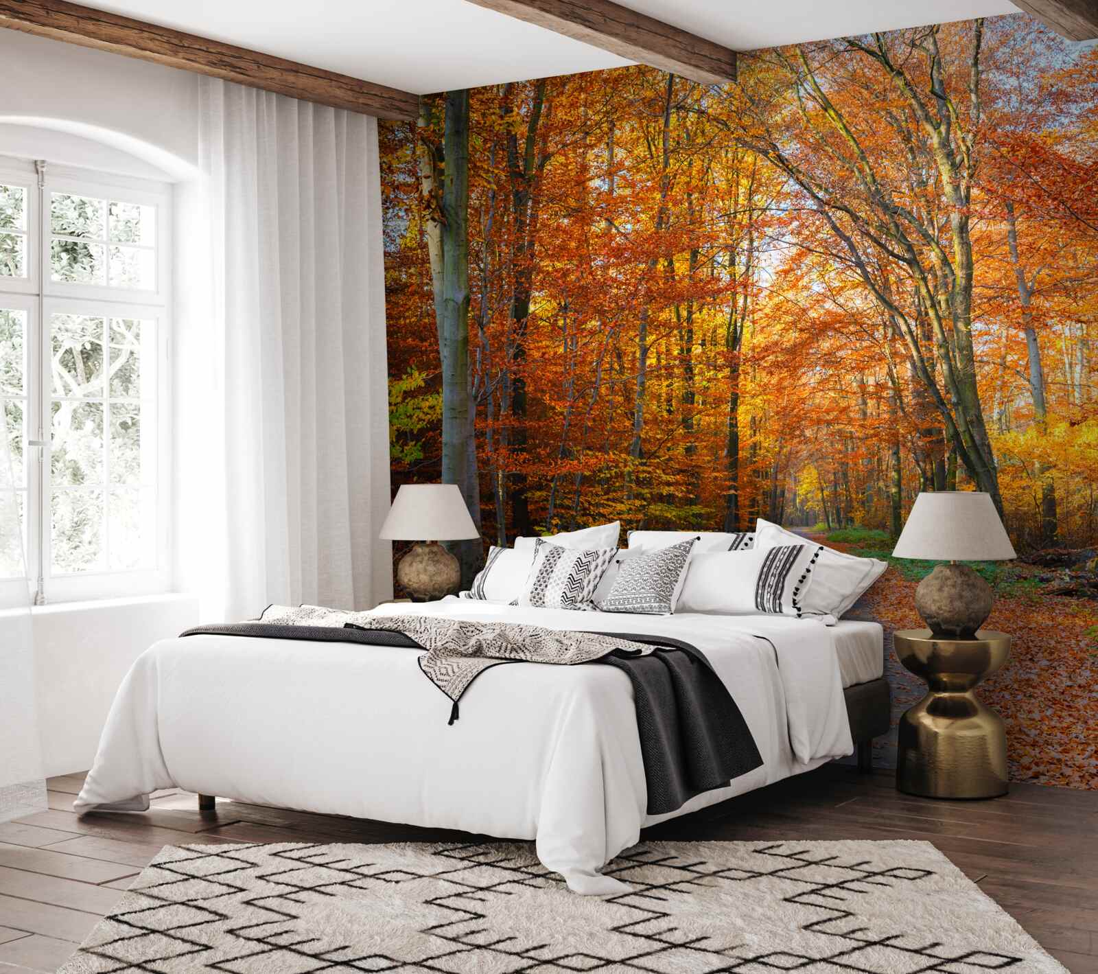 Фотошпалери дерева з опалим листям восени