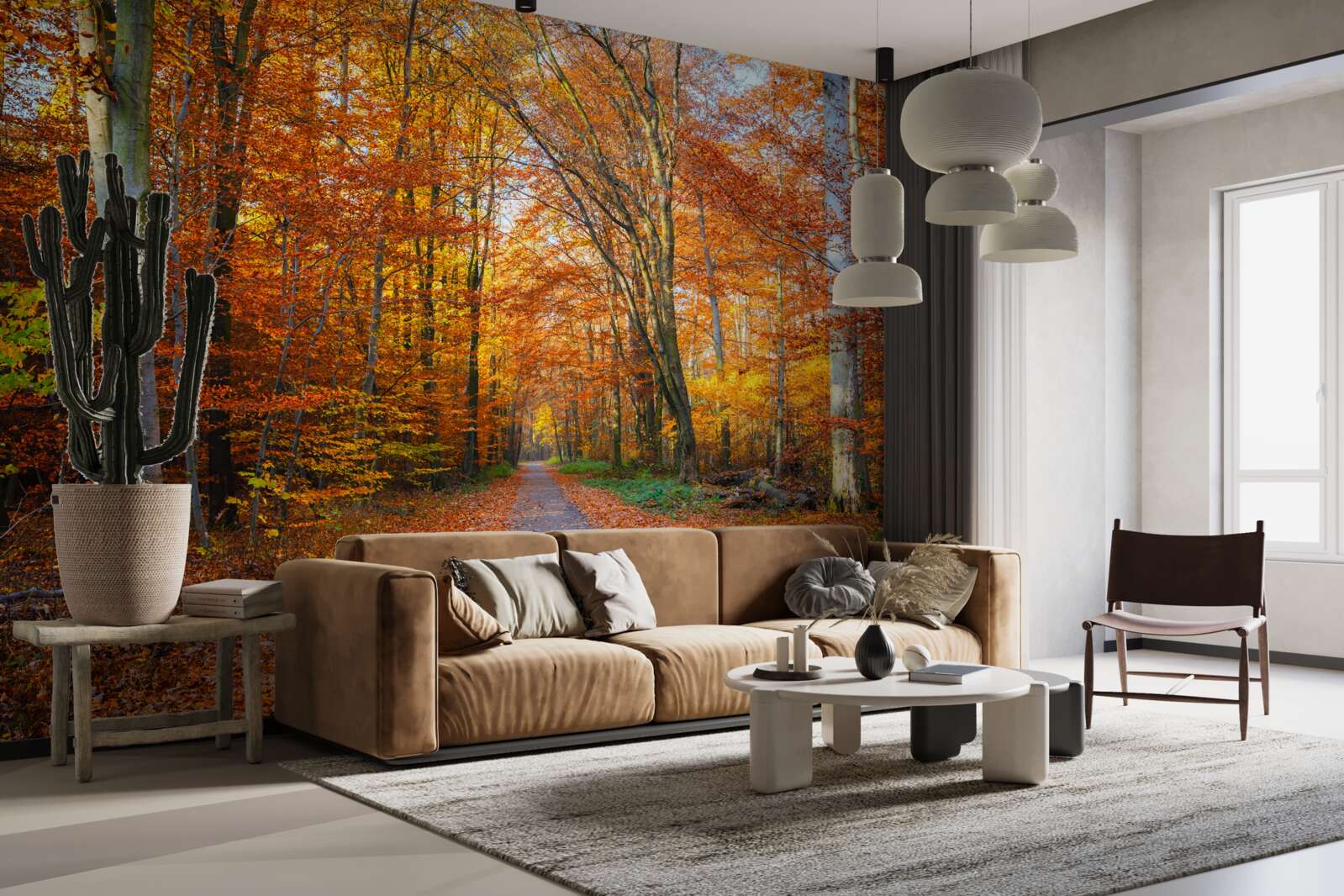 Фотошпалери дерева з опалим листям восени