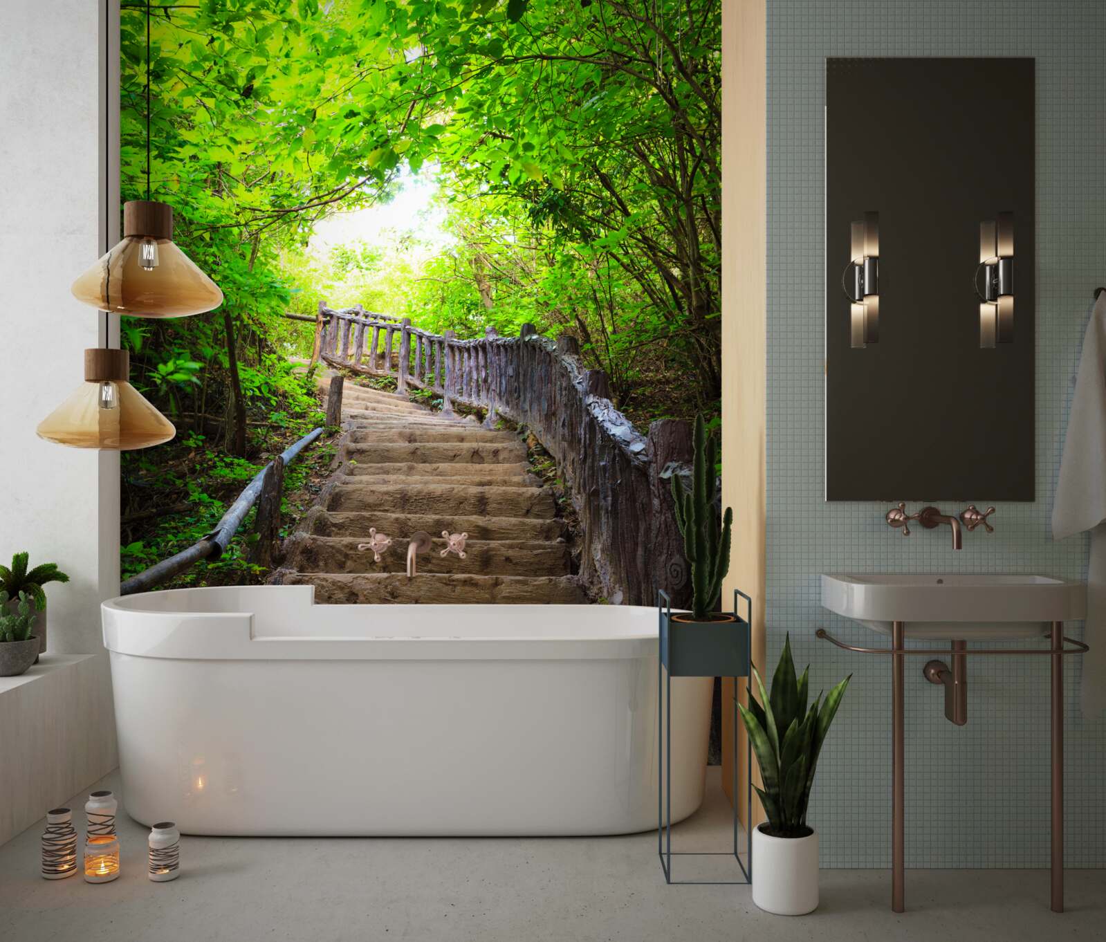 Фотошпалери зелені сходи