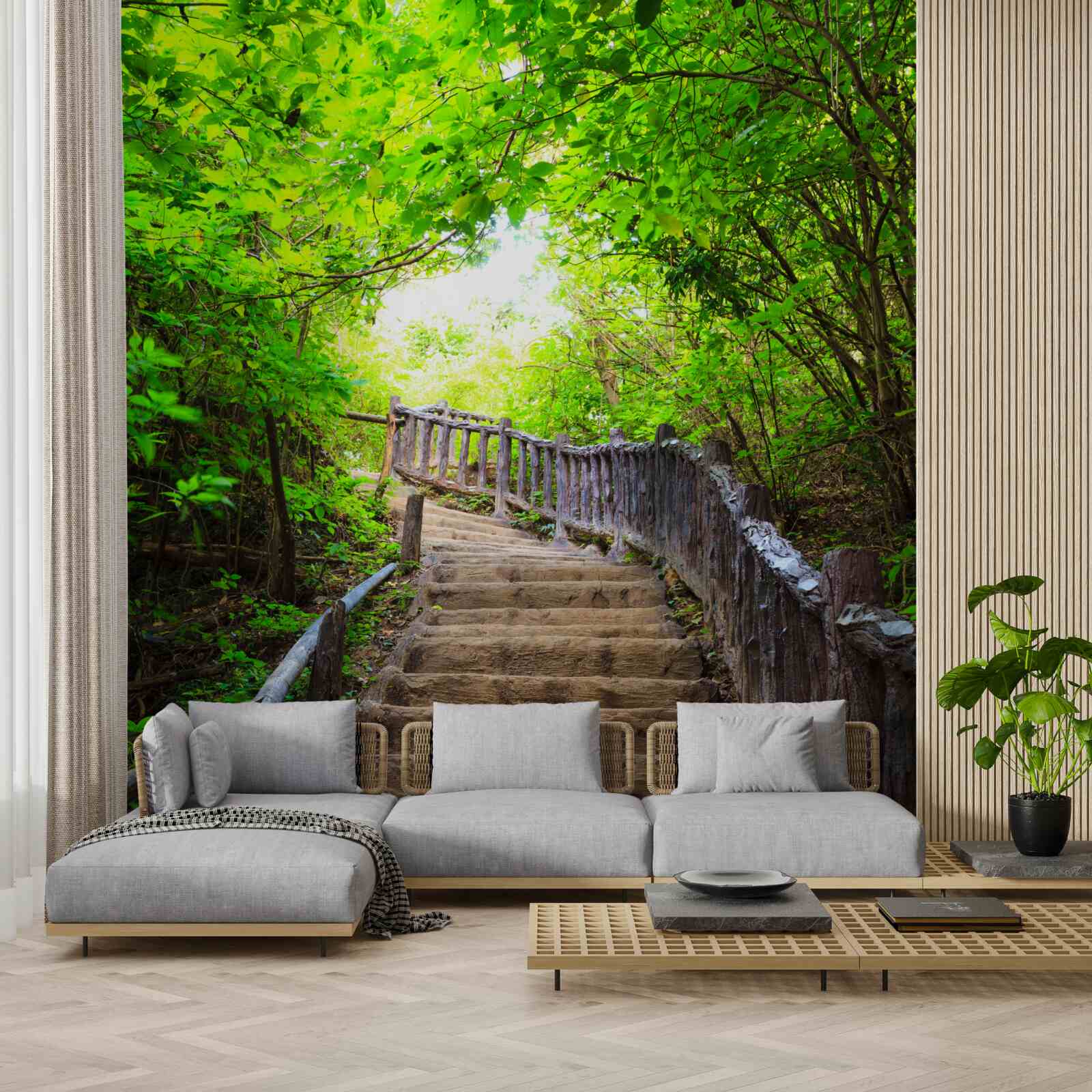 Фотошпалери зелені сходи