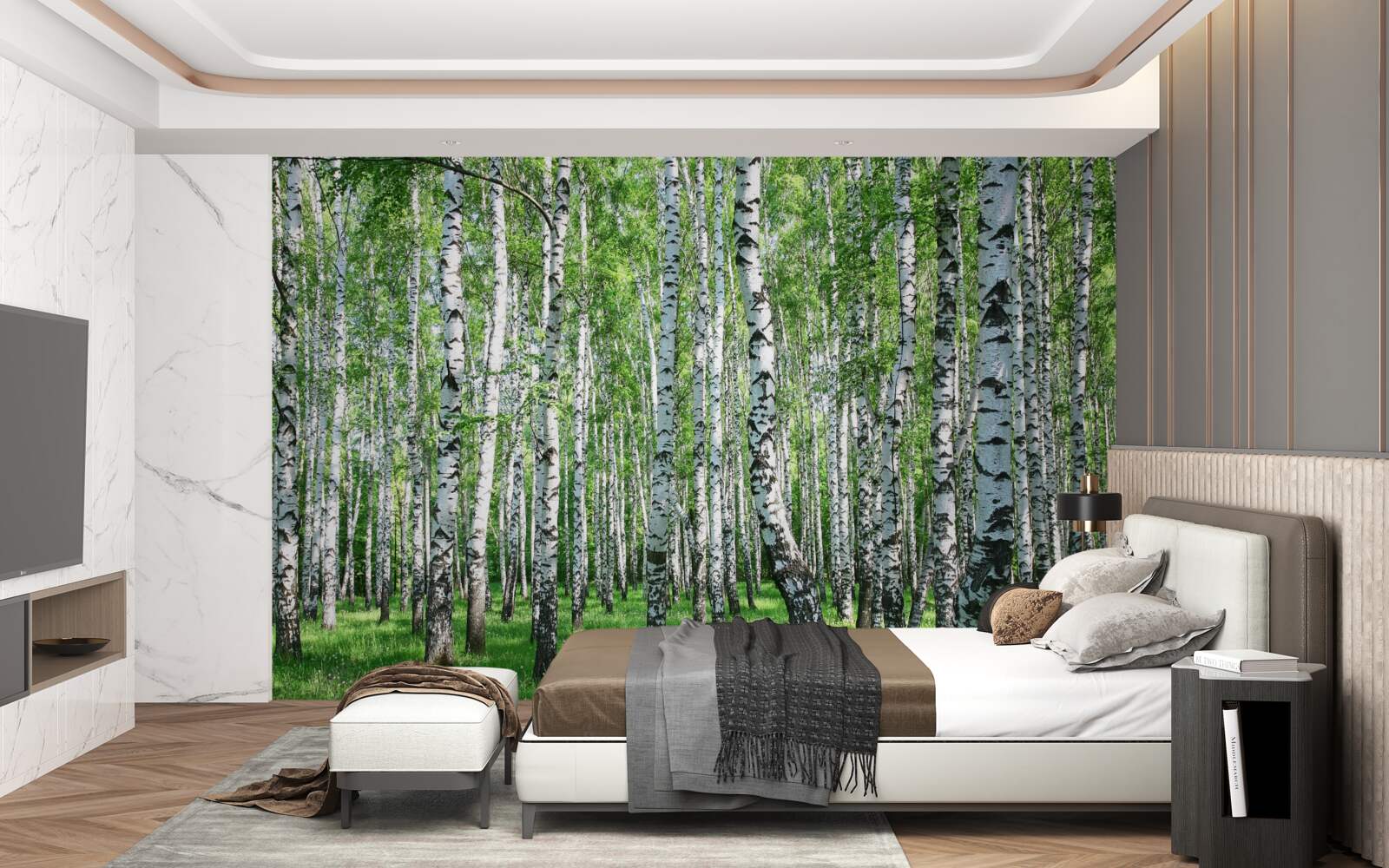 Фотошпалери у лісі багато беріз