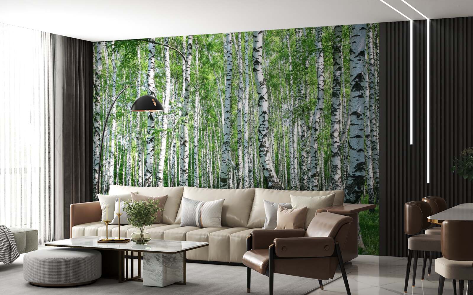 Фотошпалери у лісі багато беріз