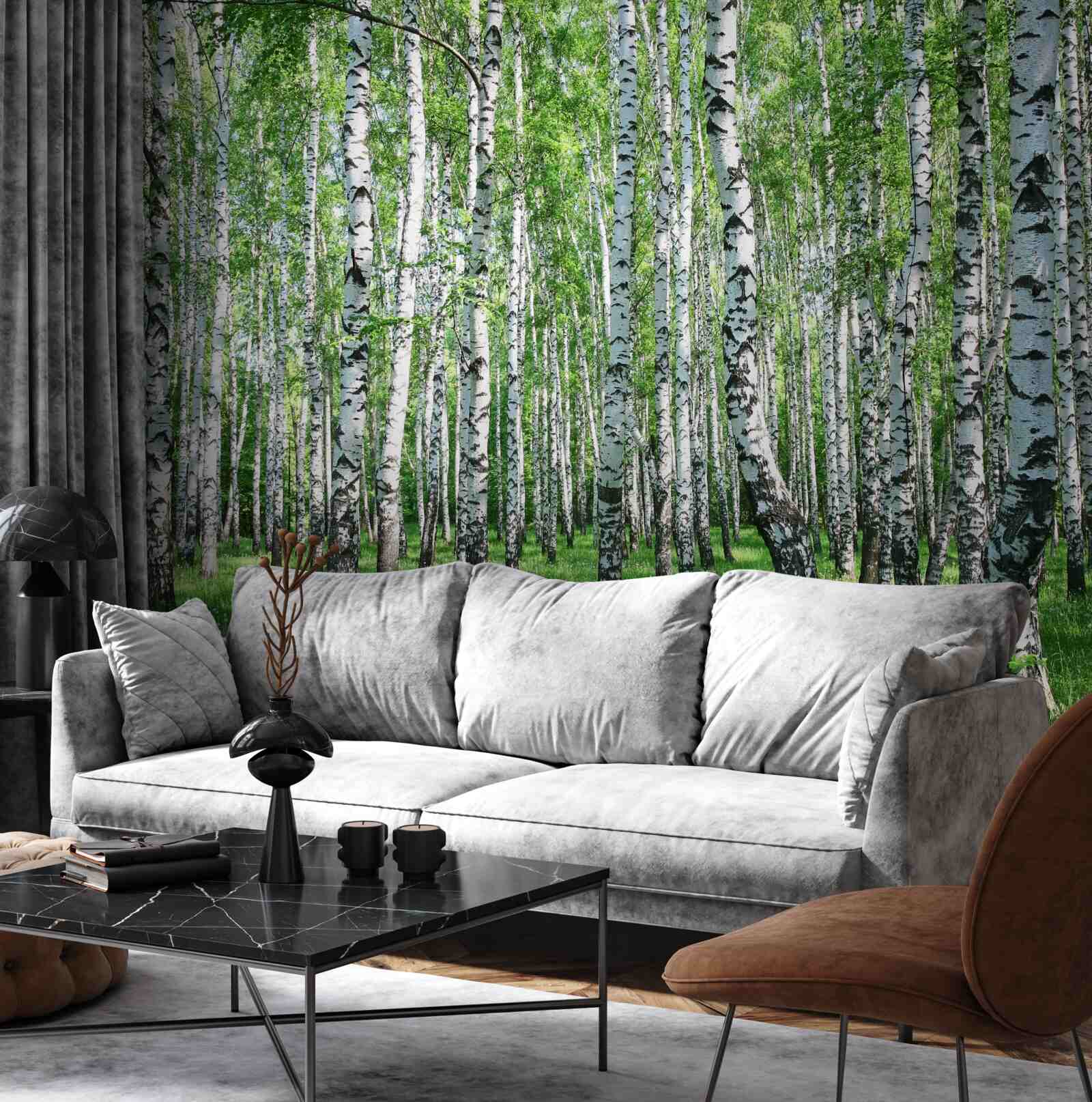 Фотошпалери у лісі багато беріз